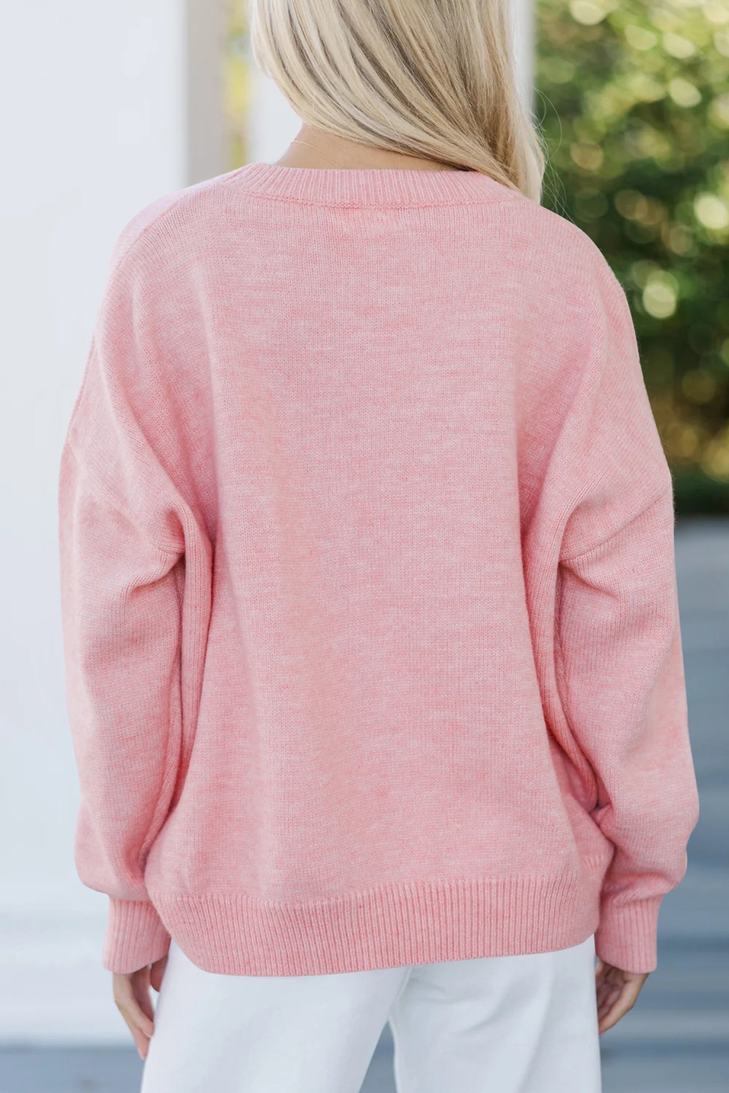 Pink Corded Love Script Graphic Baggy Sweater-TOPS / DRESSES-[Adult]-[Female]-2022 Online Blue Zone Planet