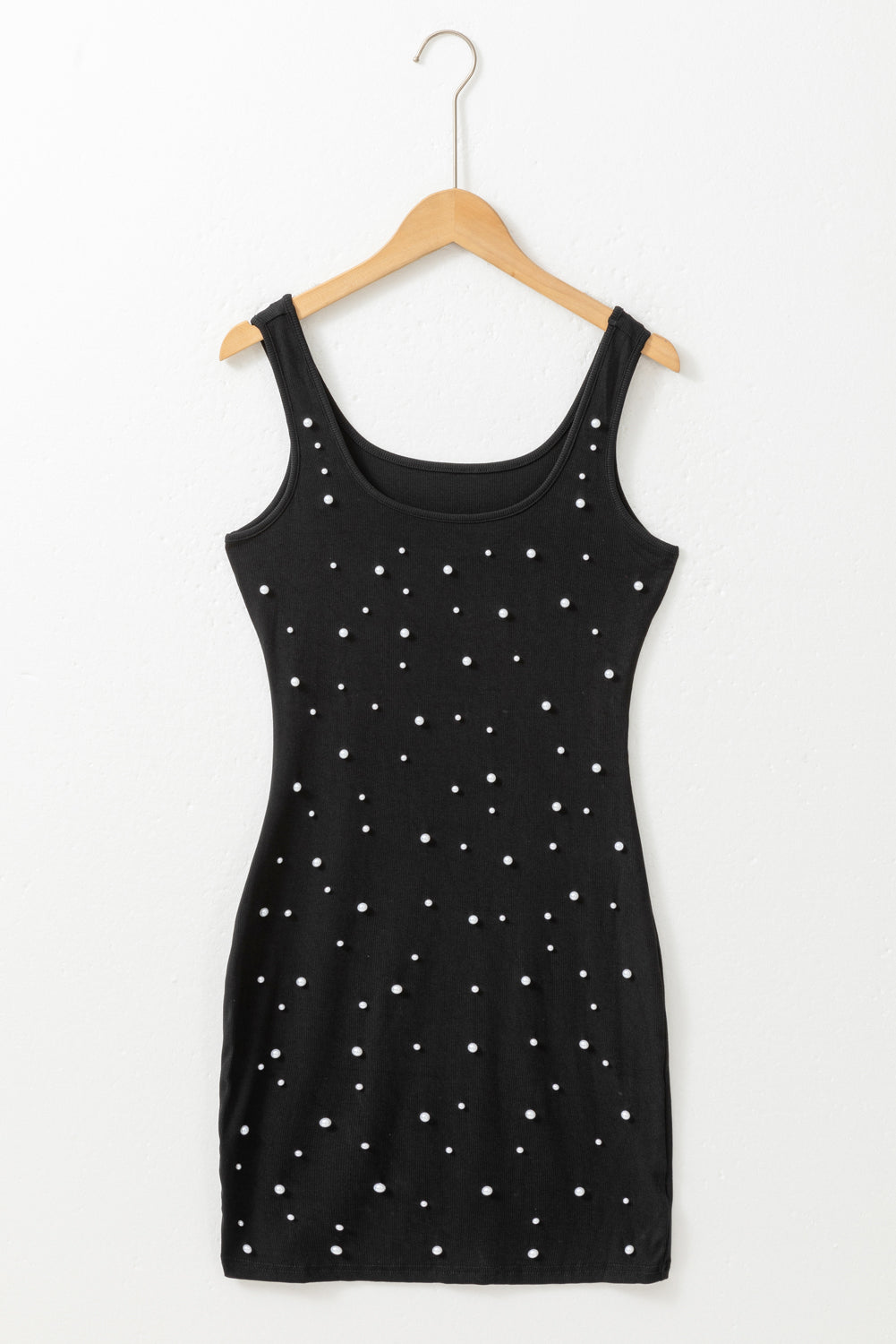 Blue Zone Planet | Black Pearl Beaded Sleeveless Square Neck Bodycon Dress-TOPS / DRESSES-[Adult]-[Female]-2022 Online Blue Zone Planet