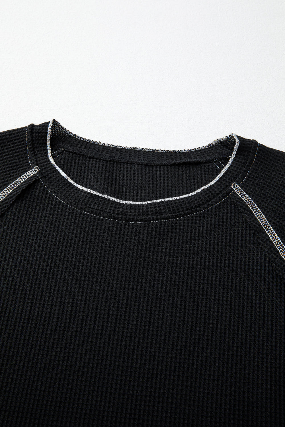 Blue Zone Planet | Black Textured Round Neck Long Sleeve Top-Tops/Long Sleeve Tops-[Adult]-[Female]-2022 Online Blue Zone Planet