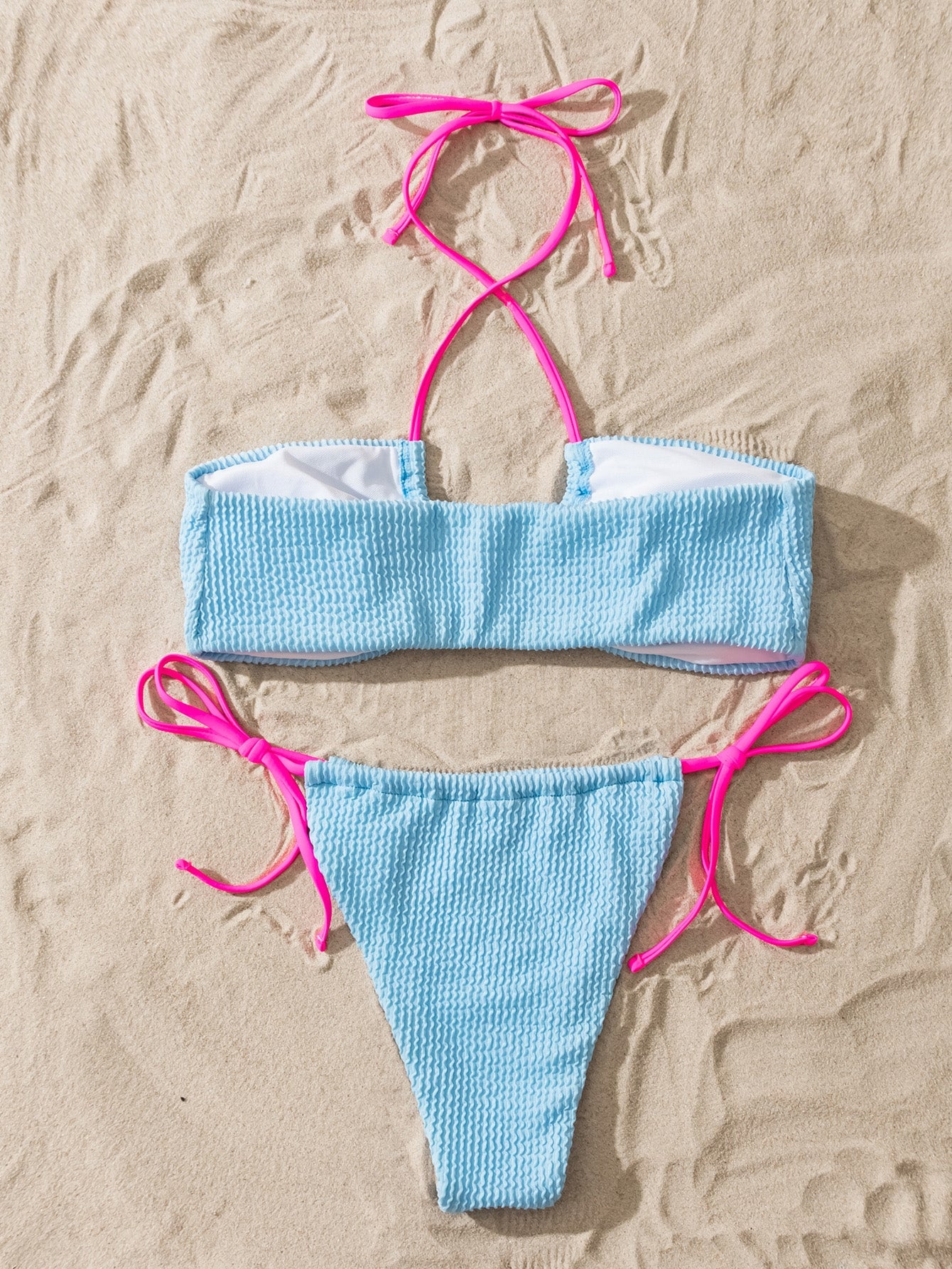 Tied Contrast Two-Piece Bikini Set-TOPS / DRESSES-[Adult]-[Female]-2022 Online Blue Zone Planet