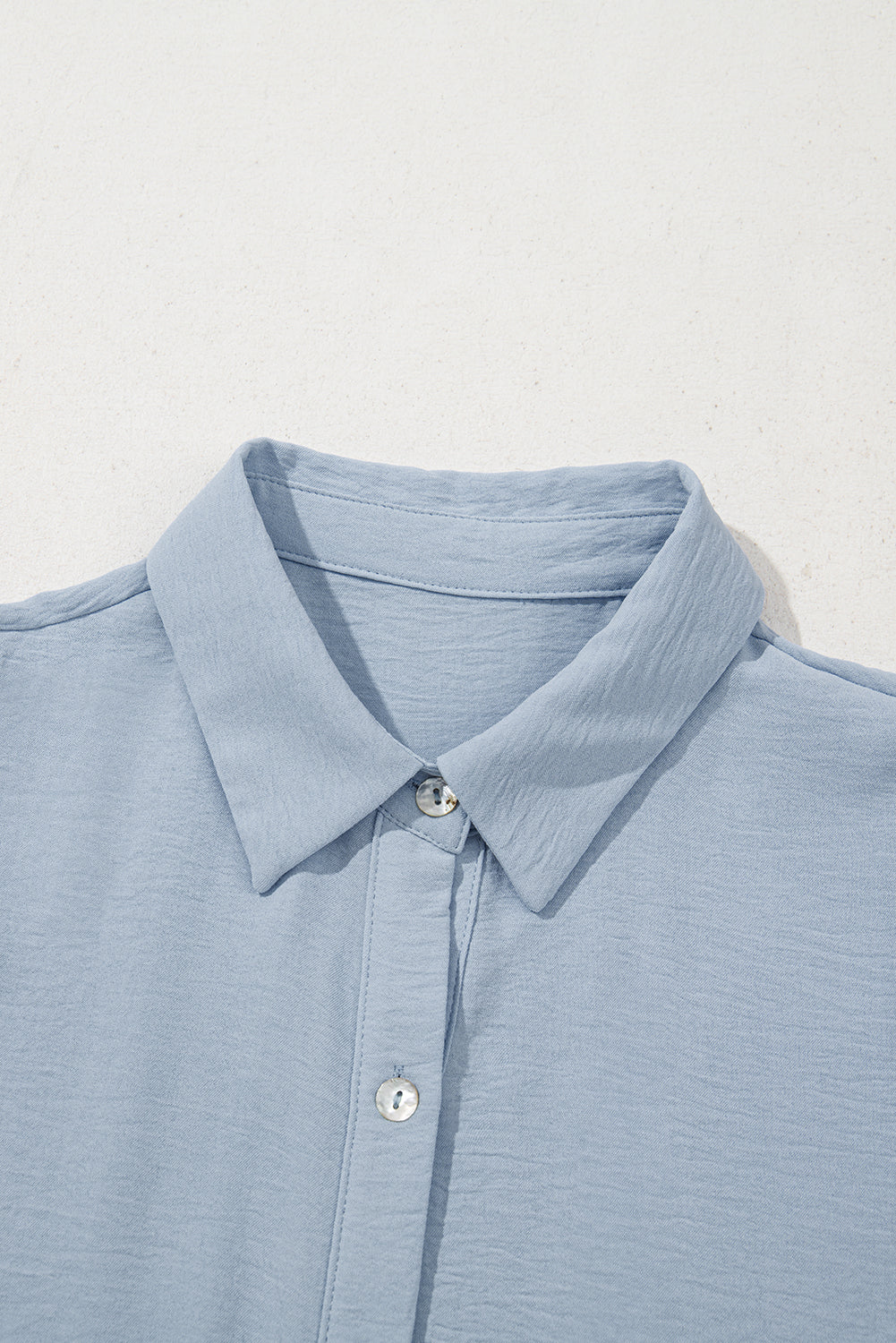 Beau Blue Shirt Collar Button Up Short Puff Sleeve Tiered Shift Dress-TOPS / DRESSES-[Adult]-[Female]-2022 Online Blue Zone Planet
