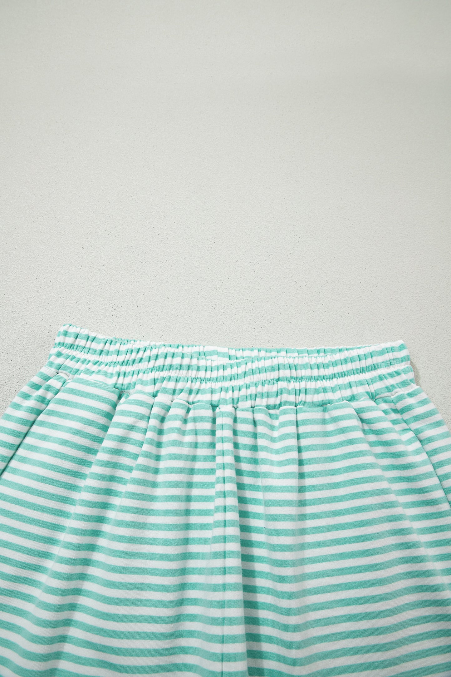 Sky Blue Stripe Oversize Mock Neck Sweatshirt and Shorts Set-Two Piece Sets/Short Sets-[Adult]-[Female]-2022 Online Blue Zone Planet