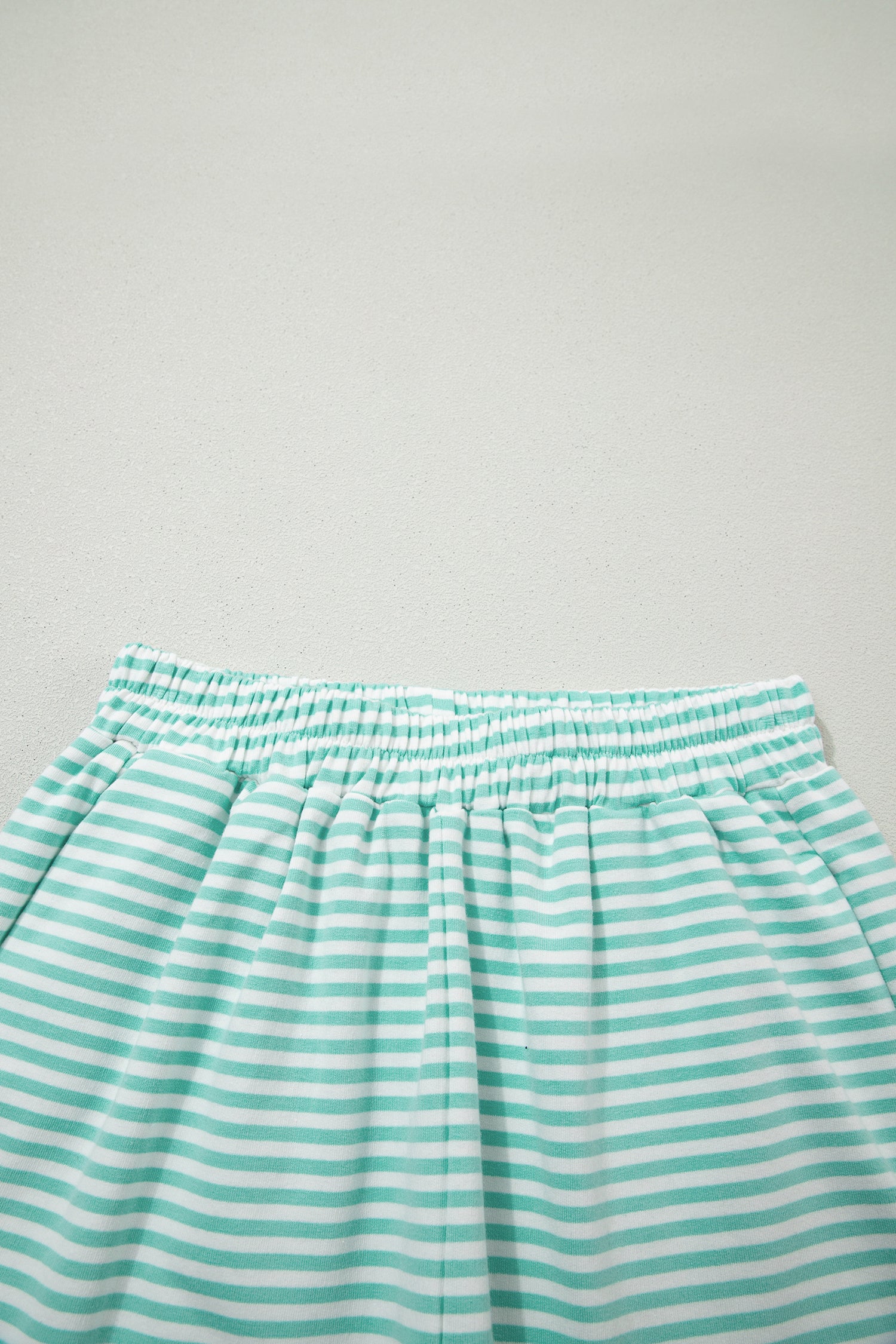 Sky Blue Stripe Oversize Mock Neck Sweatshirt and Shorts Set-Two Piece Sets/Short Sets-[Adult]-[Female]-2022 Online Blue Zone Planet