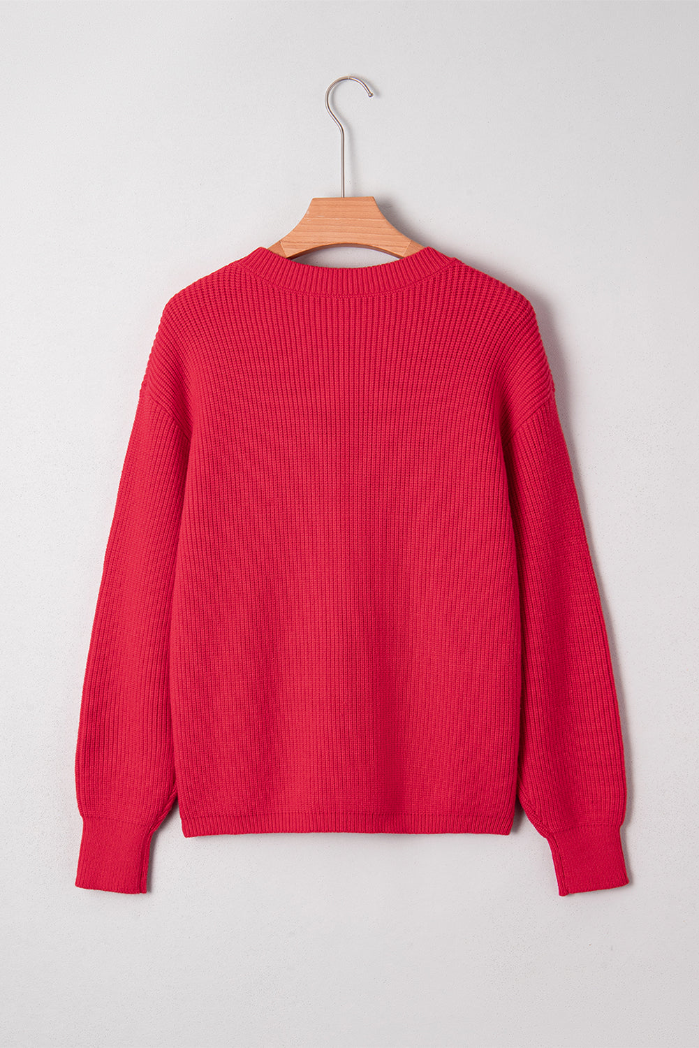 Fiery Red Sequin Bow Accent Drop Shoulder Festive Sweater-TOPS / DRESSES-[Adult]-[Female]-2022 Online Blue Zone Planet