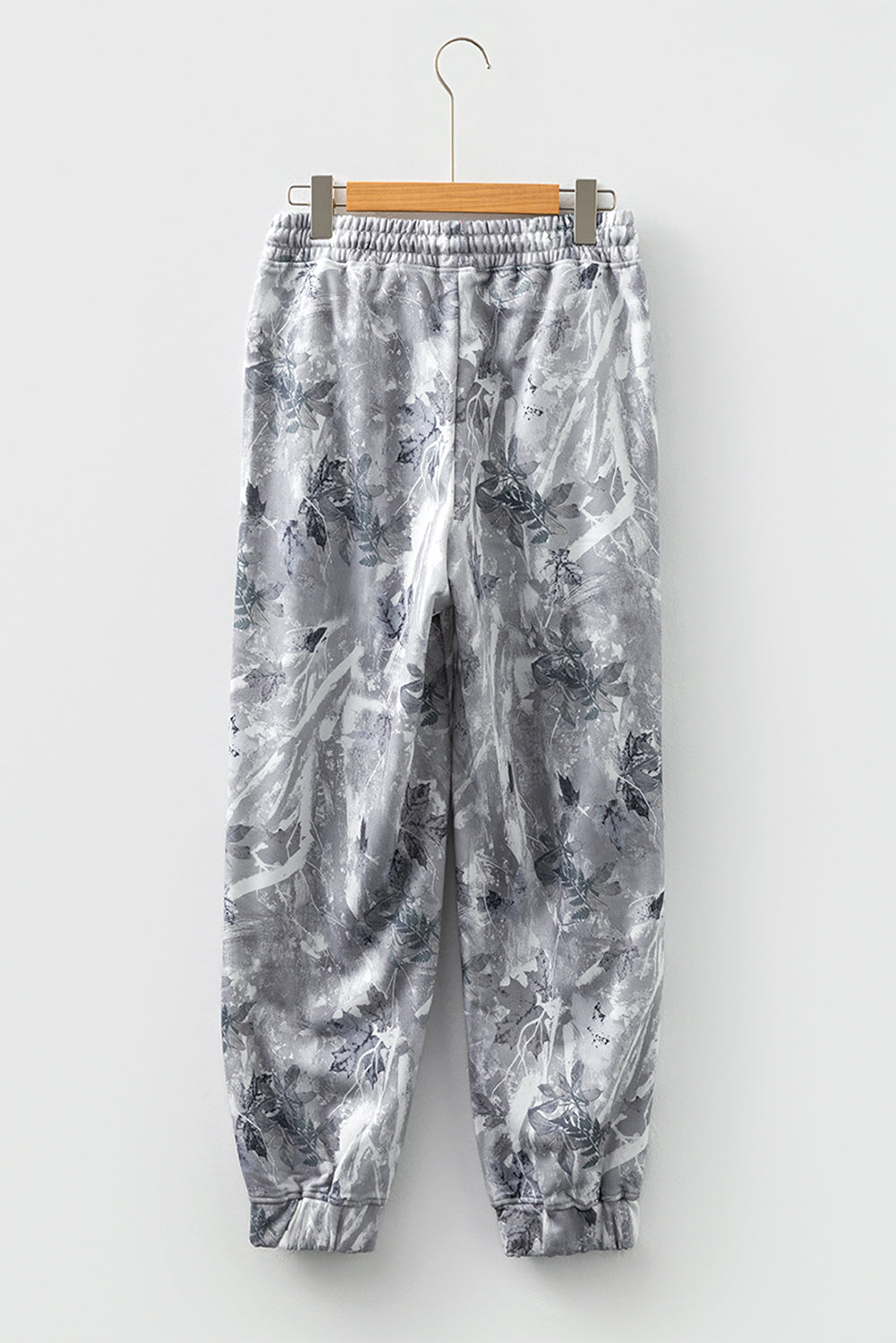 Gray Camo Print Cozy Drawstring Elastic Waist Jogger Pants-Bottoms/Pants & Culotte-[Adult]-[Female]-2022 Online Blue Zone Planet