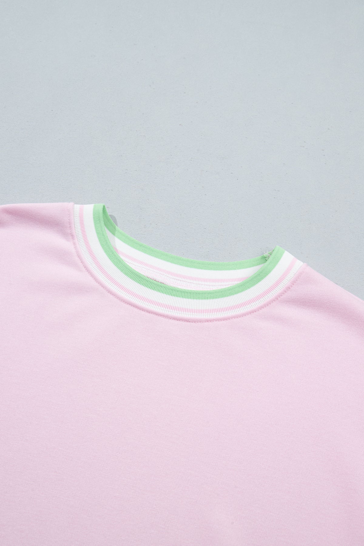 Bright Green Contrast Striped Trim Baggy Pullover Sweatshirt-Tops/Sweatshirts & Hoodies-[Adult]-[Female]-2022 Online Blue Zone Planet