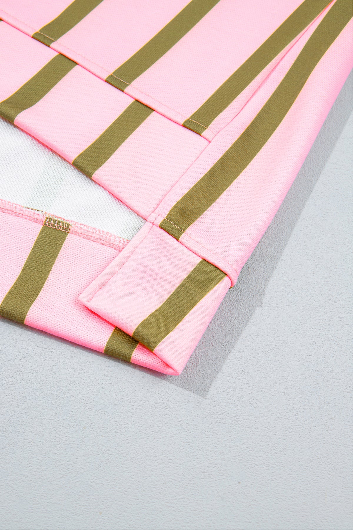 Pink Stripe Dropped Shoulder Round Neck Casual Sweatshirt-Tops/Sweatshirts & Hoodies-[Adult]-[Female]-2022 Online Blue Zone Planet