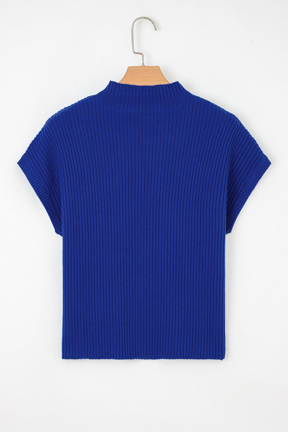 Dark Blue Patch Pocket Ribbed Knit Short Sleeve Sweater-Sweaters & Cardigans/Short Sleeve Sweaters-[Adult]-[Female]-2022 Online Blue Zone Planet