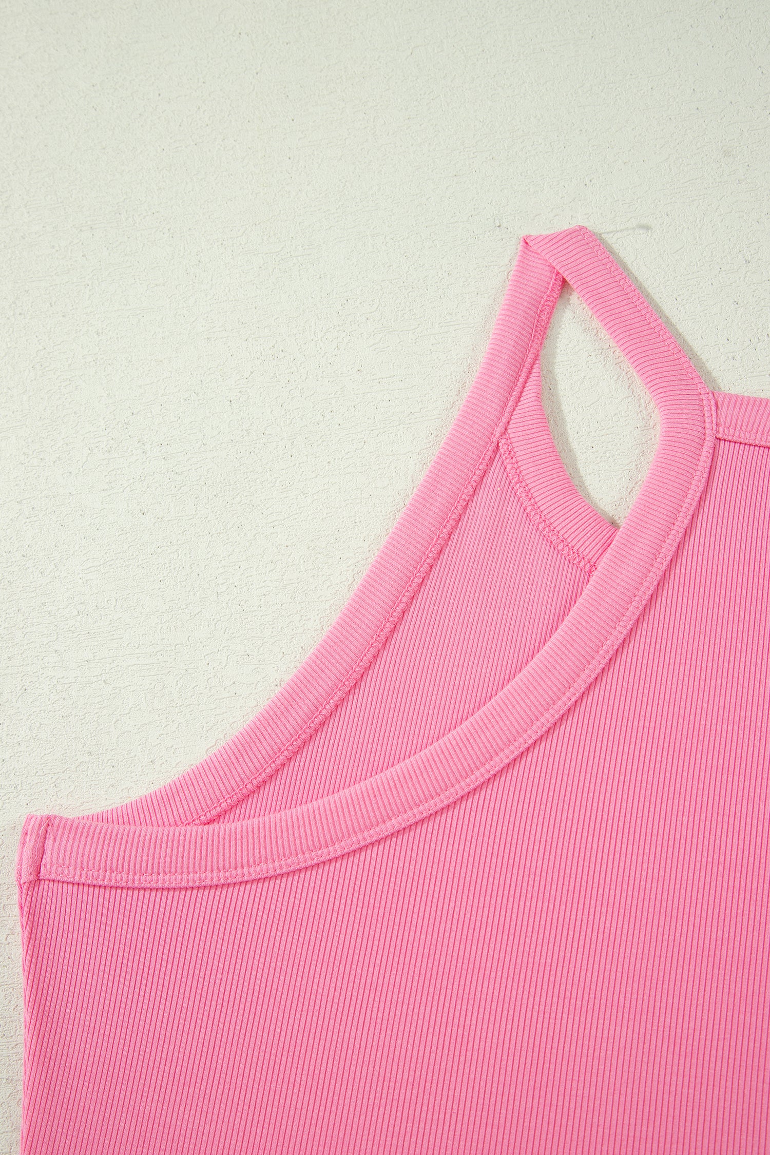 Sachet Pink Slim Tank Top Elastic High Waist Shorts 2pcs Outfit-Two Piece Sets/Short Sets-[Adult]-[Female]-2022 Online Blue Zone Planet