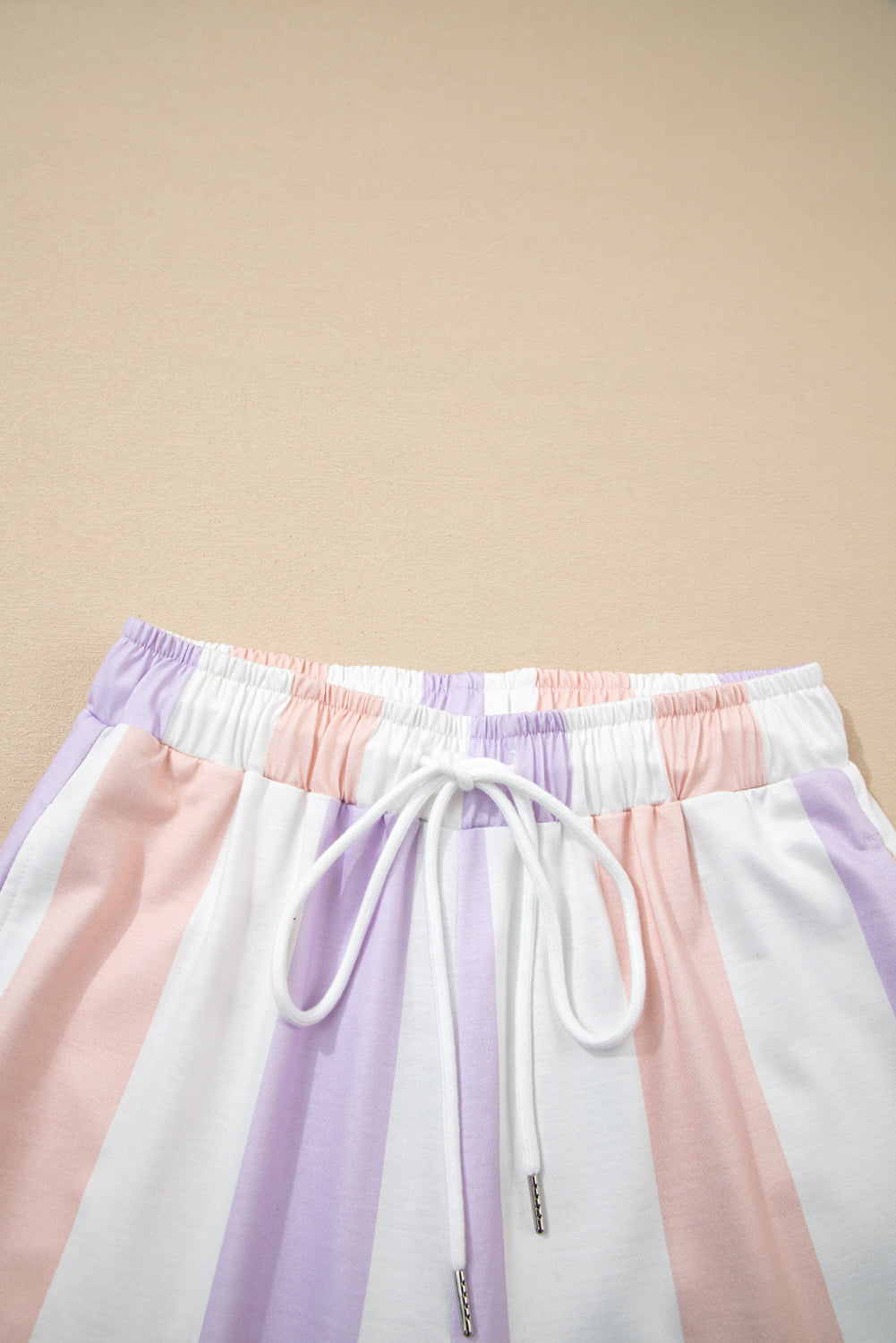 Purple Stripe Multicolored Print Drawstring Loose Pants with Side Pockets-Bottoms/Pants & Culotte-[Adult]-[Female]-2022 Online Blue Zone Planet
