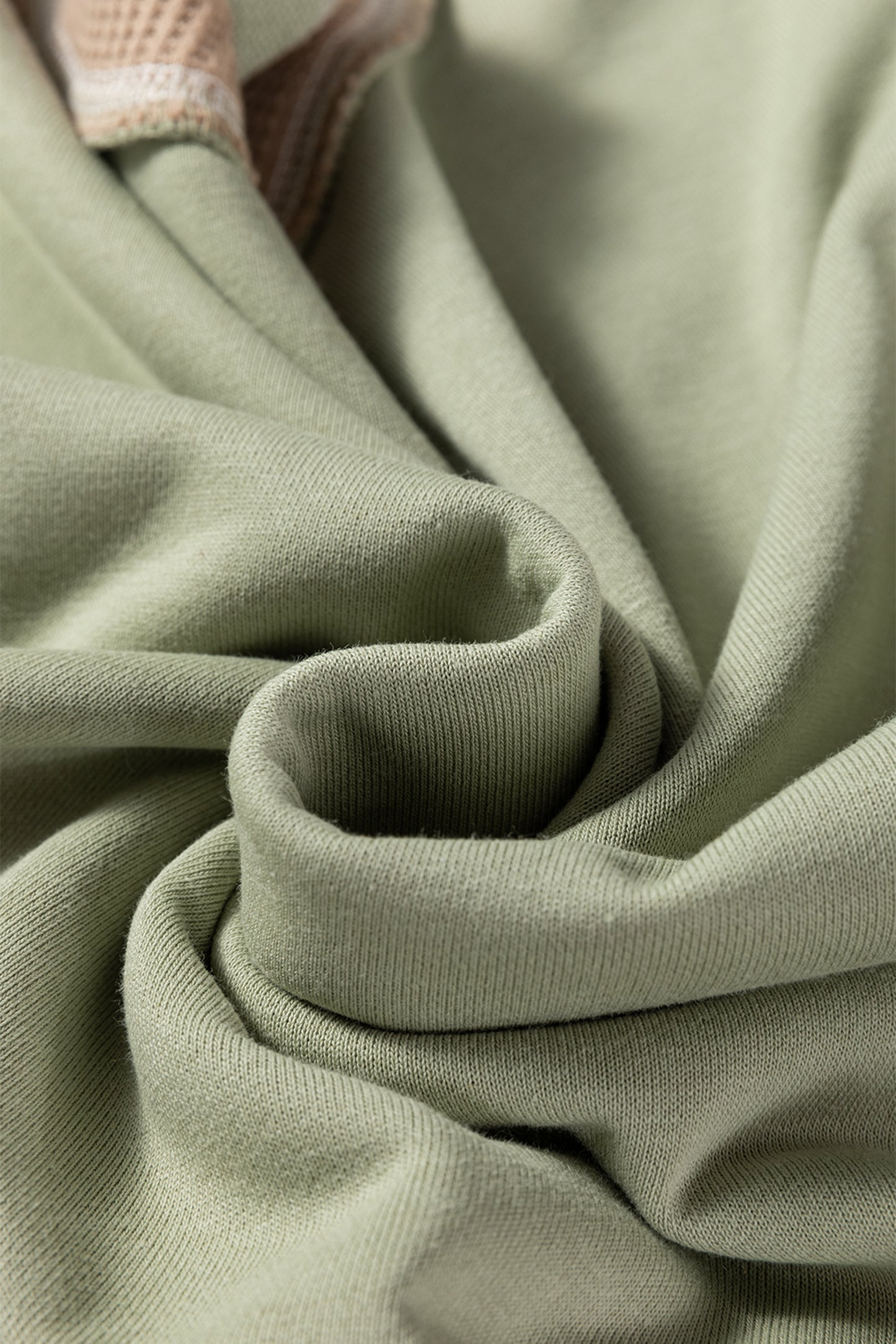 Smoke Green Color Block Mix Texture Waffle Patchwork Oversize Sweatshirt-Tops/Sweatshirts & Hoodies-[Adult]-[Female]-2022 Online Blue Zone Planet