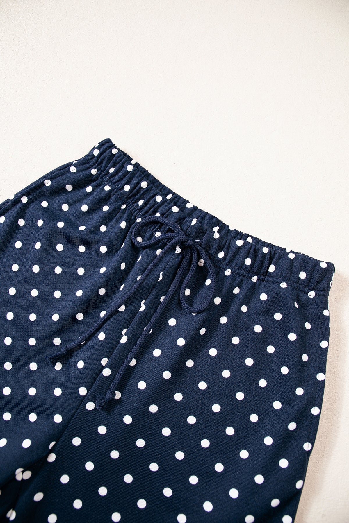 Brown Polka Dot Drawstring Wide Leg Long Sleeve Top Pant Set-Two Piece Sets/Pant Sets-[Adult]-[Female]-2022 Online Blue Zone Planet