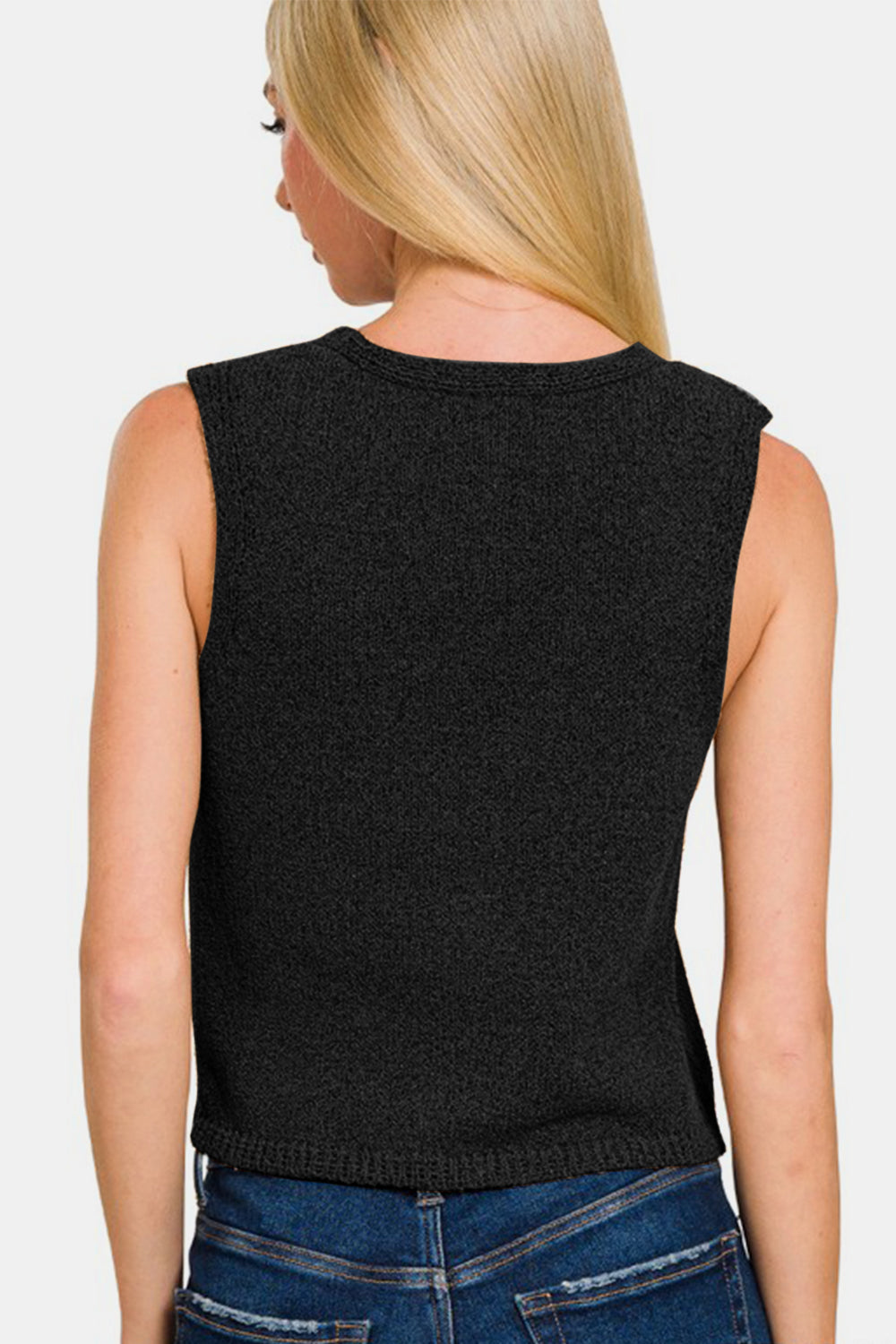 Zenana Hook and Eye Closure V-Neck Sweater Vest-TOPS / DRESSES-[Adult]-[Female]-2022 Online Blue Zone Planet