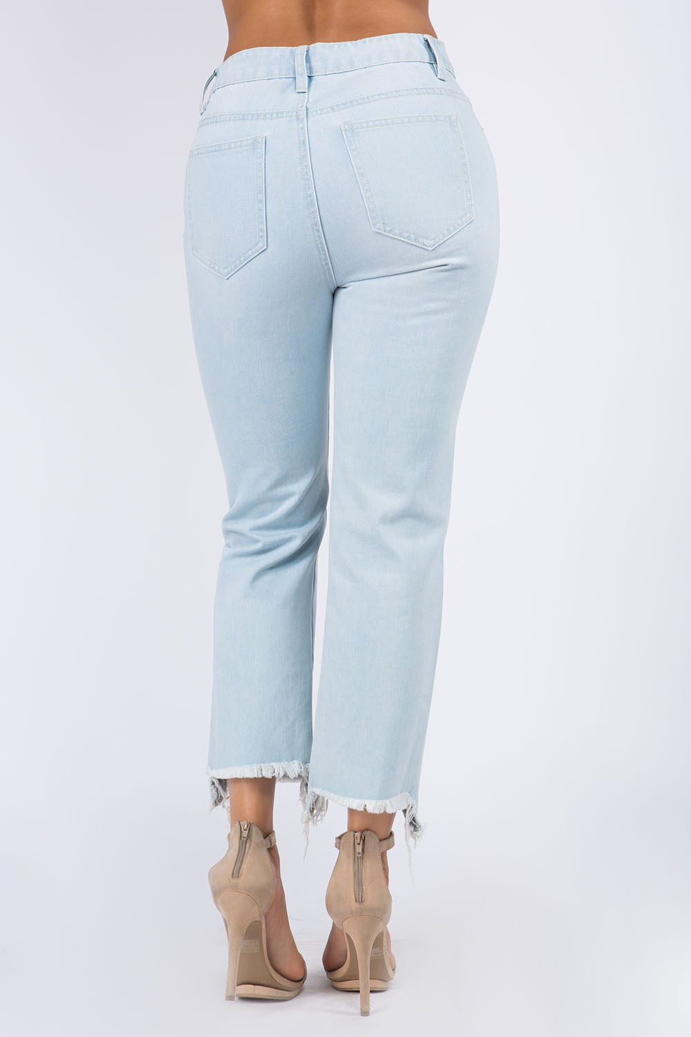 Blue Zone Planet | American Bazi High Waist Distressed Raw Hem Jeans-TOPS / DRESSES-[Adult]-[Female]-2022 Online Blue Zone Planet