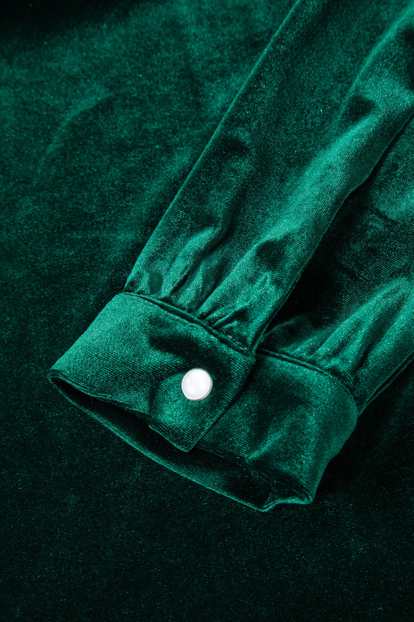 Evergreen Asymmetric Button Keyhole Neck Long Sleeve Velvet Blouse-Tops/Blouses & Shirts-[Adult]-[Female]-2022 Online Blue Zone Planet