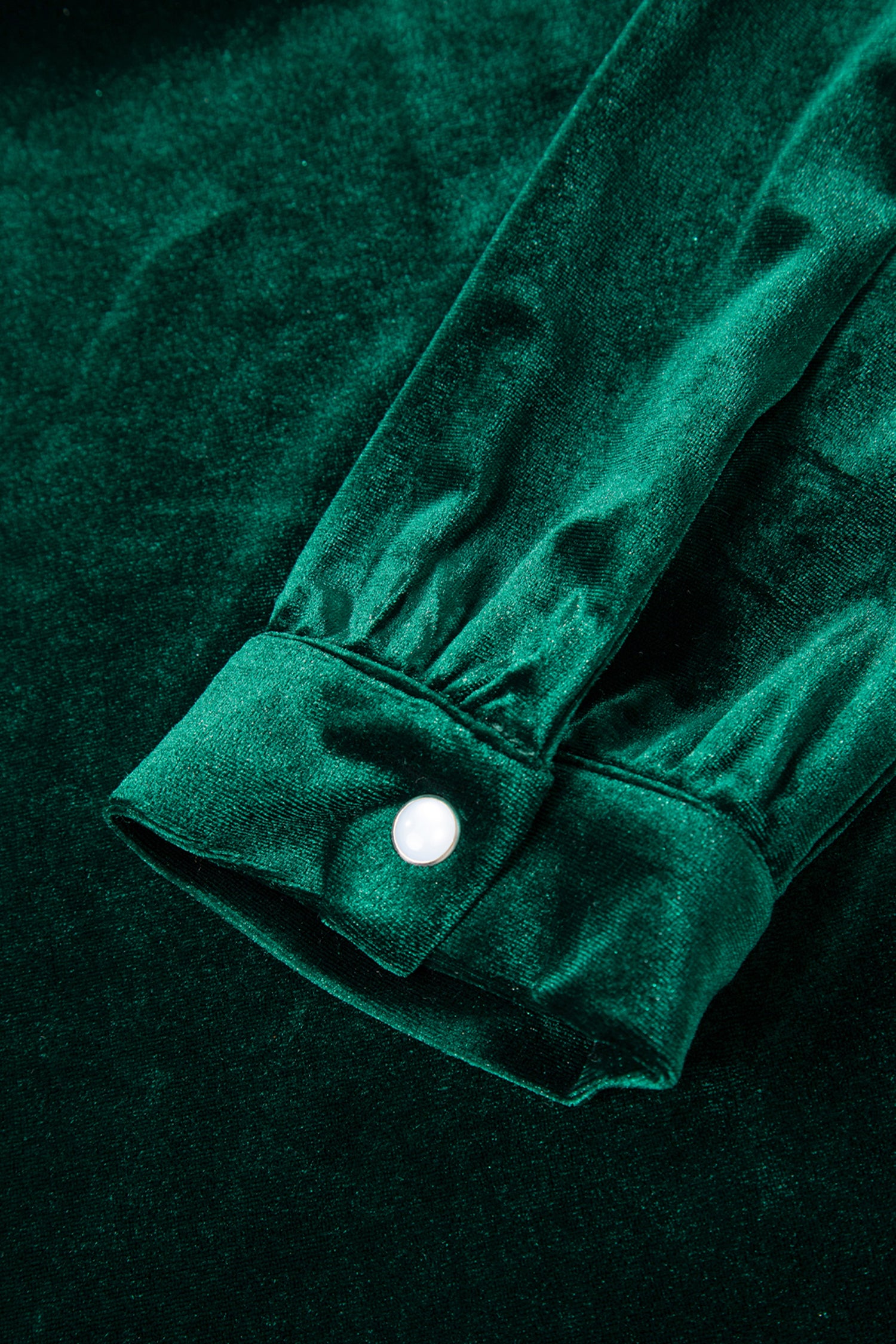 Evergreen Asymmetric Button Keyhole Neck Long Sleeve Velvet Blouse-Tops/Blouses & Shirts-[Adult]-[Female]-2022 Online Blue Zone Planet