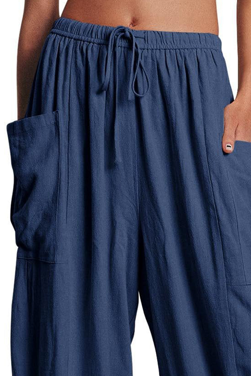 Full Size Pocketed Drawstring Wide Leg Pants-BOTTOMS SIZES SMALL MEDIUM LARGE-[Adult]-[Female]-2022 Online Blue Zone Planet