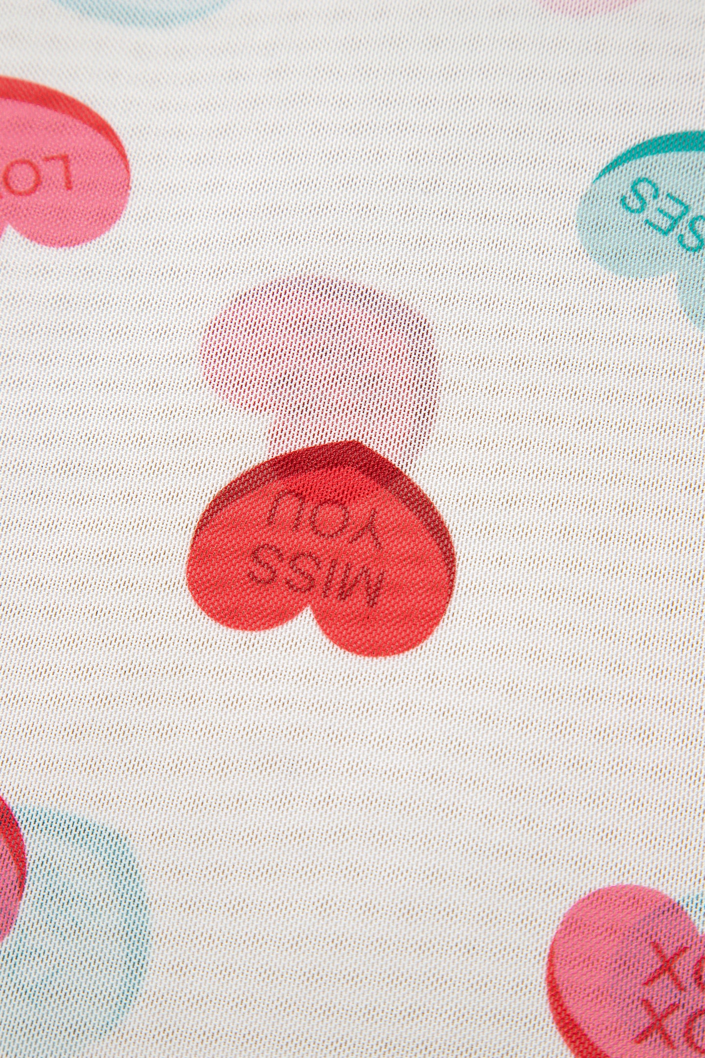 White Sheer Mesh Valentines Slogan Heart Printed Long Sleeve Top-Tops/Long Sleeve Tops-[Adult]-[Female]-2022 Online Blue Zone Planet