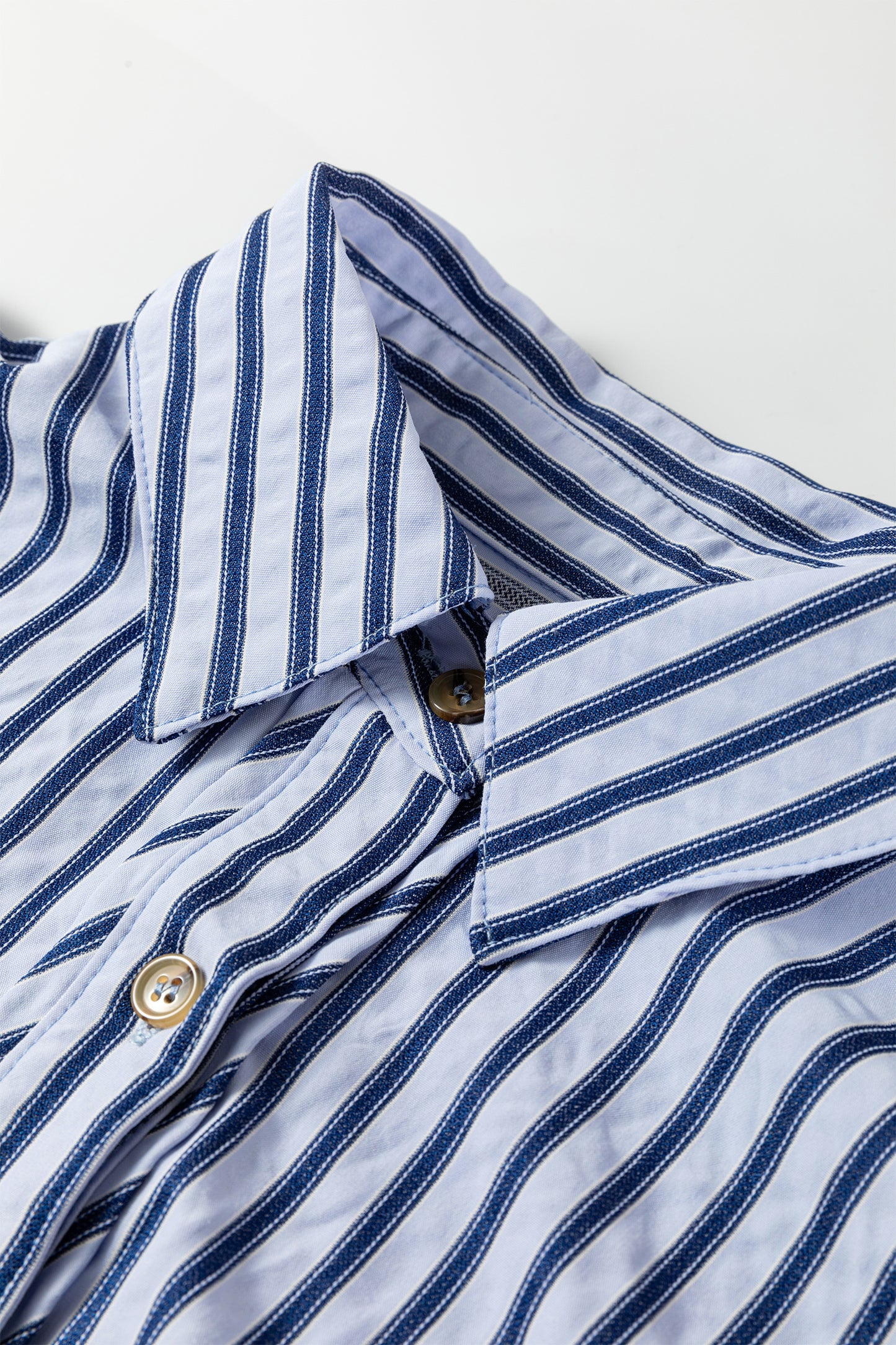 Blue Stripe Button Down Long Sleeve Loose Shirt-Tops/Blouses & Shirts-[Adult]-[Female]-2022 Online Blue Zone Planet