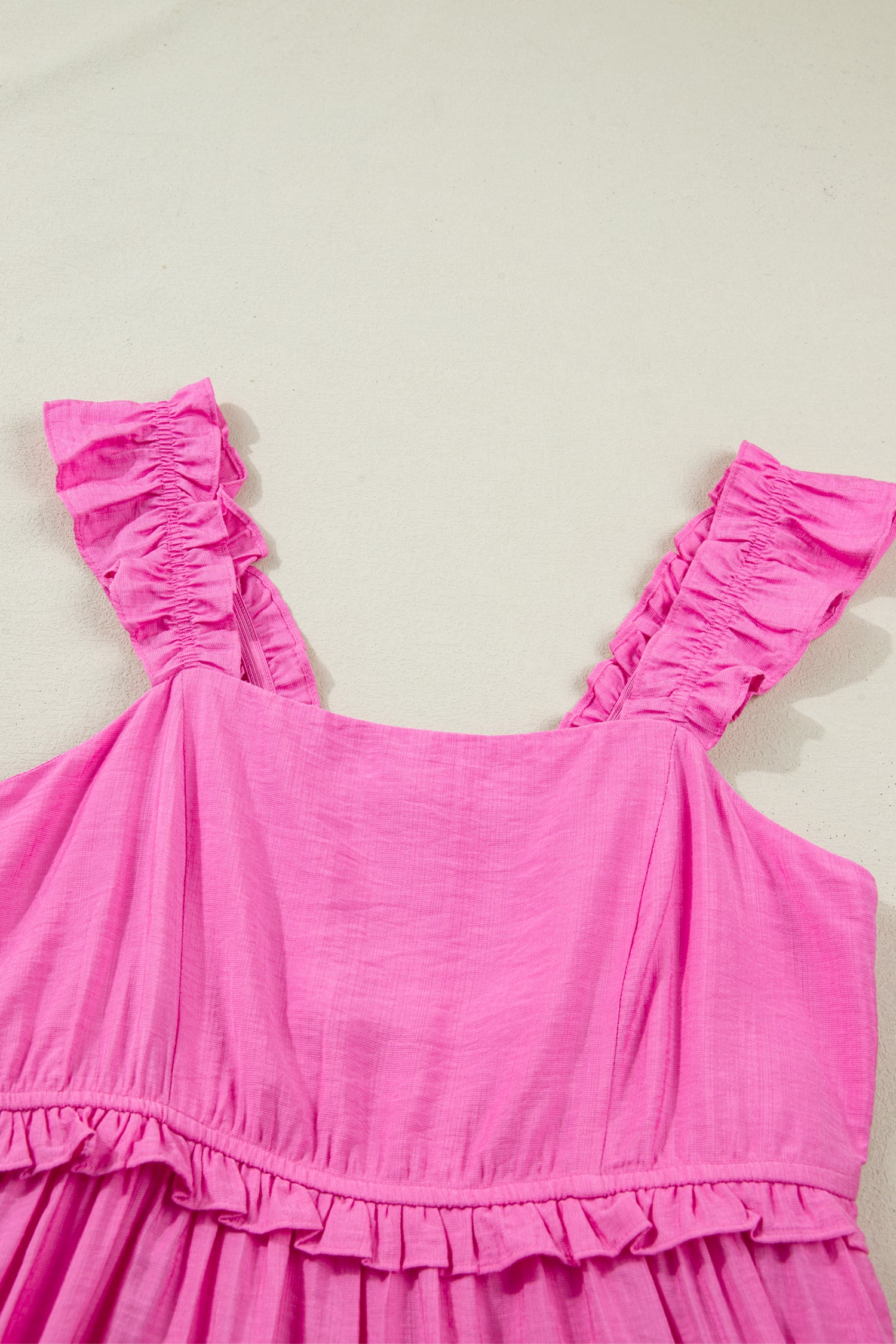 Bonbon Solid Color Ruffle Trim High Waist Sleeveless Maxi Dress-TOPS / DRESSES-[Adult]-[Female]-2022 Online Blue Zone Planet