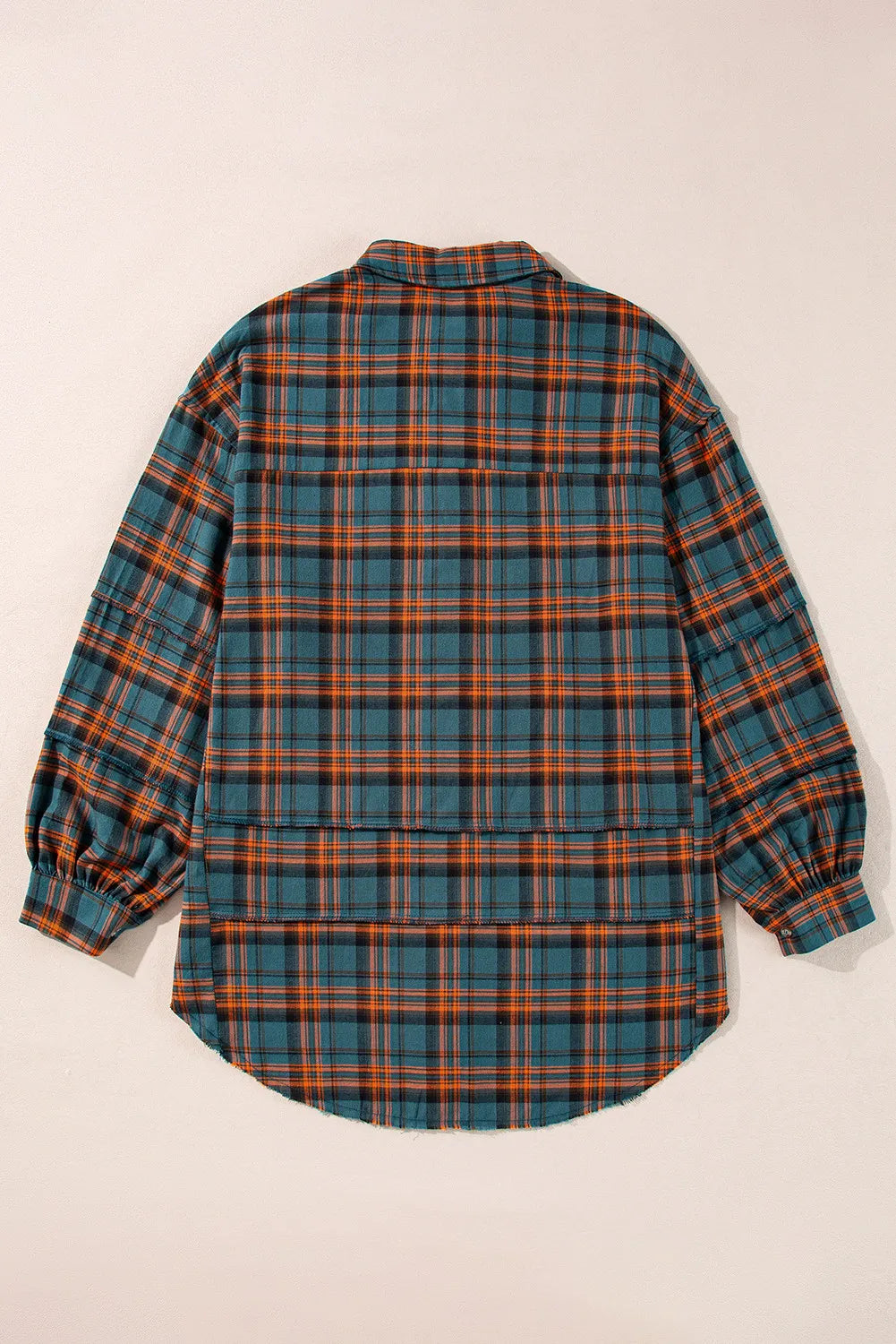 Plaid Collared Neck Long Sleeve Shirt-TOPS / DRESSES-[Adult]-[Female]-2022 Online Blue Zone Planet