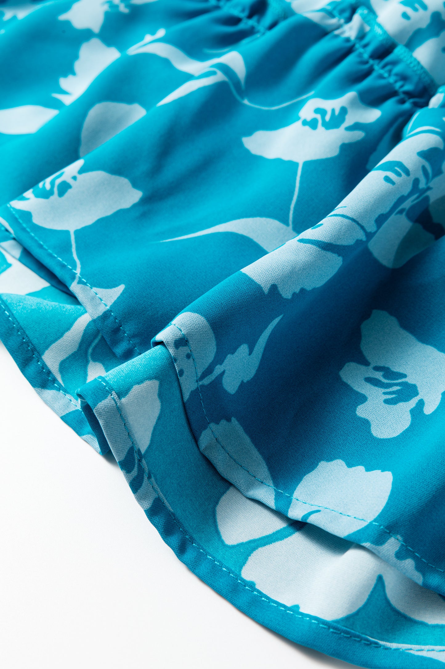 Blue Flower Half Sleeve Tiered Ruffled Mini Dress-TOPS / DRESSES-[Adult]-[Female]-2022 Online Blue Zone Planet