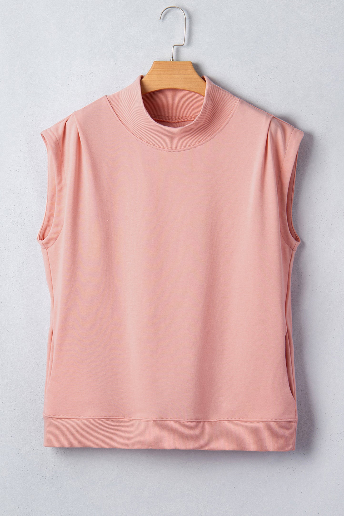 Black Solid Color High Neck Cap Sleeve Loose Top-Tops/Tops & Tees-[Adult]-[Female]-2022 Online Blue Zone Planet