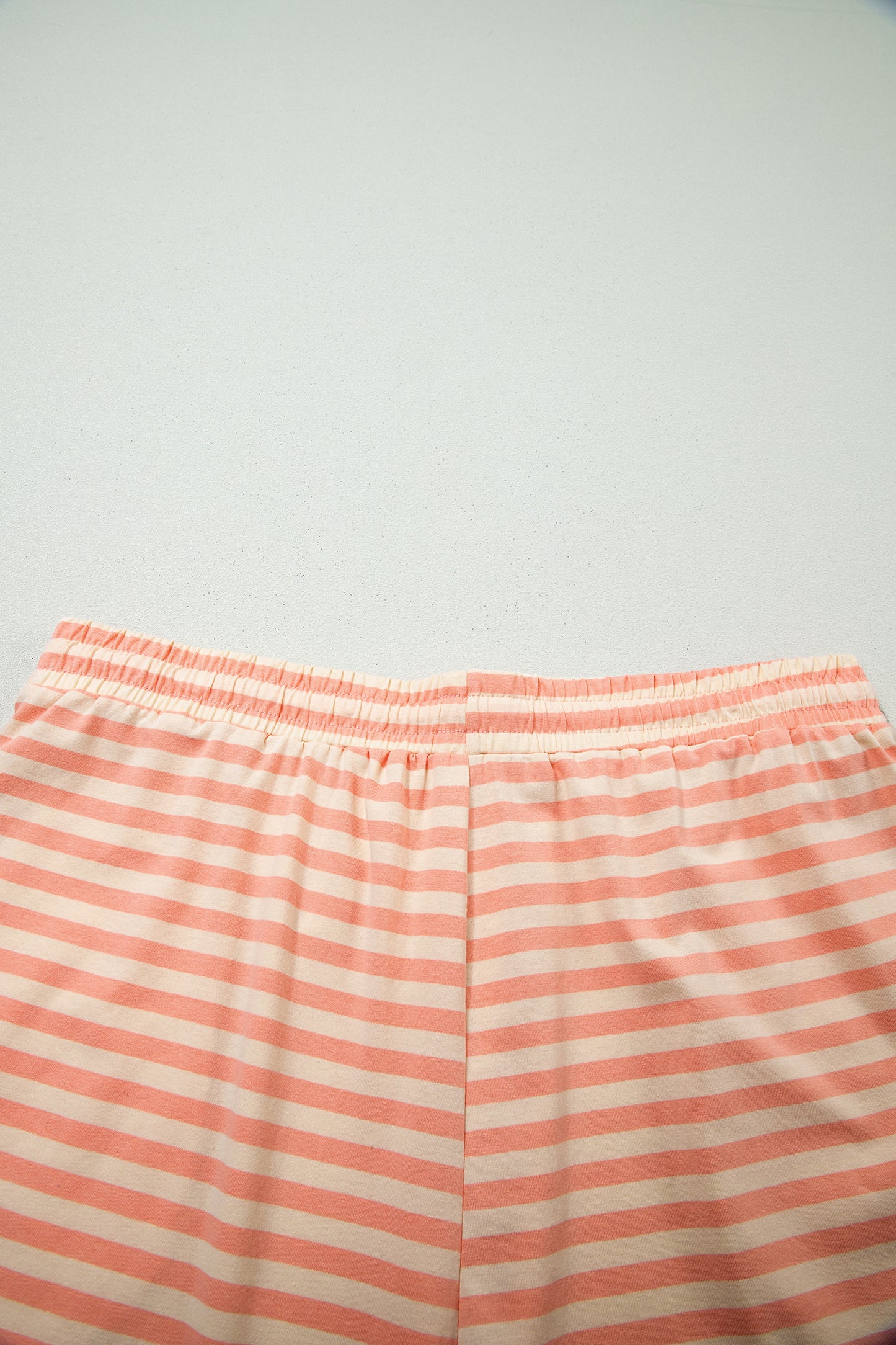 Pink Stripe Drop Shoulder T Shirt and Shorts Plus Size Summer Set-Plus Size/Plus Size Loungewear-[Adult]-[Female]-2022 Online Blue Zone Planet