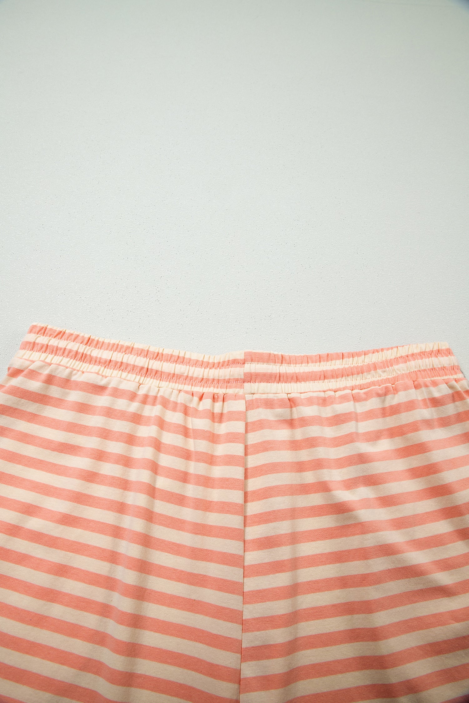Pink Stripe Drop Shoulder T Shirt and Shorts Plus Size Summer Set-Plus Size/Plus Size Loungewear-[Adult]-[Female]-2022 Online Blue Zone Planet