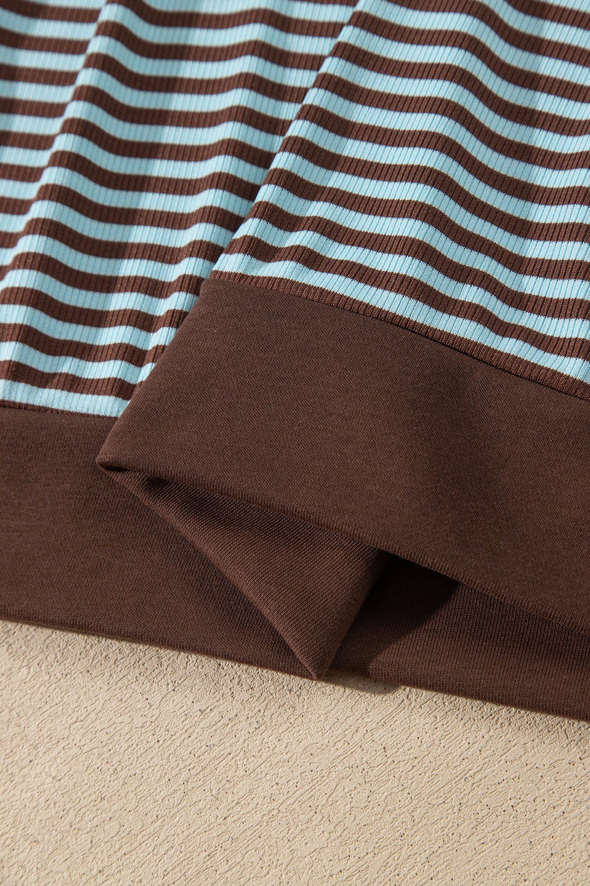 Brown Stripe Drop Shoulder Loose Top and Pants Two Piece Set-Two Piece Sets/Pant Sets-[Adult]-[Female]-2022 Online Blue Zone Planet