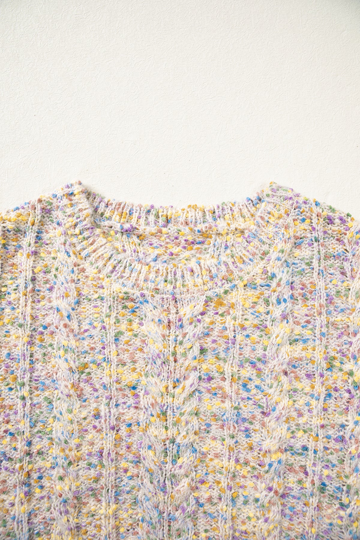 Multicolour Cozy Cable Knit Round Neck Long Sleeve Confetti Sweater-TOPS / DRESSES-[Adult]-[Female]-2022 Online Blue Zone Planet