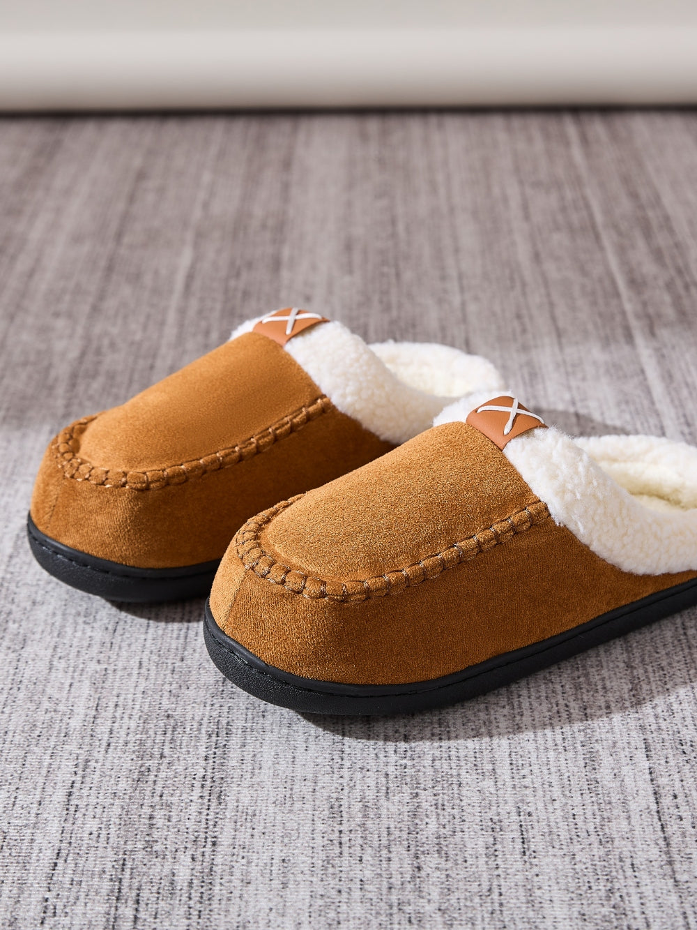 Contrast Round Toe Flat Slippers-SLIPPERS-[Adult]-[Female]-2022 Online Blue Zone Planet