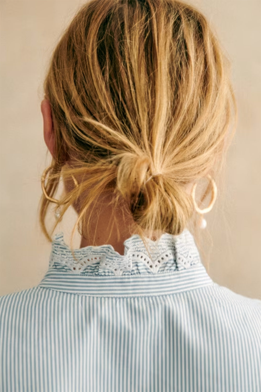 Sky Blue Stripe Frilled Trim Button Up Long Sleeve Shirt-Tops/Blouses & Shirts-[Adult]-[Female]-2022 Online Blue Zone Planet
