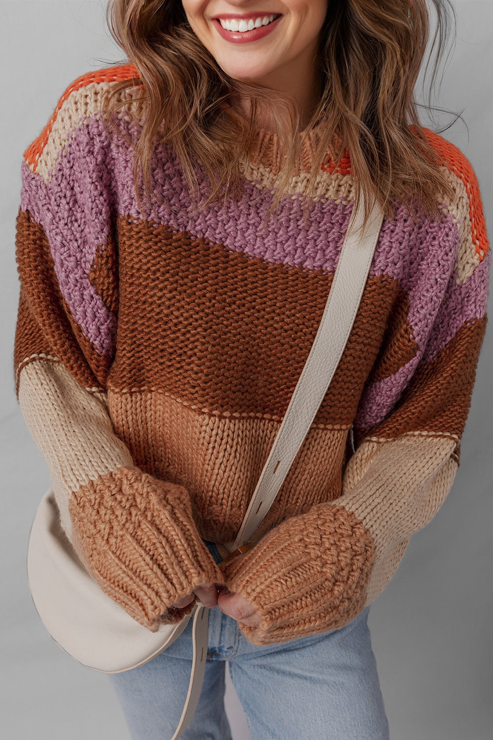 Multicolour Cropped Colorblock Drop Shoulder Knitted Sweater-TOPS / DRESSES-[Adult]-[Female]-2022 Online Blue Zone Planet