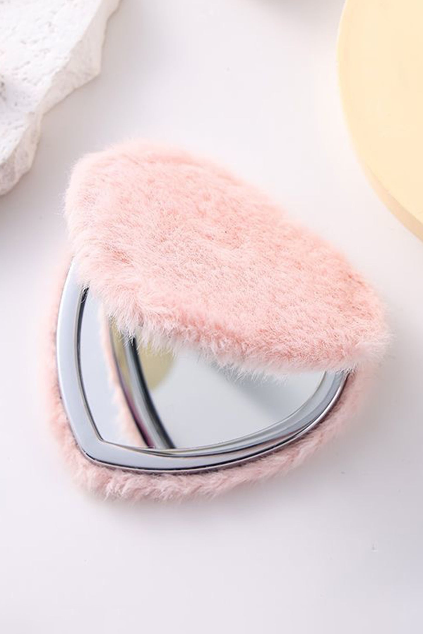 Light Blue Heart Shape Double Sides Fluffy Cute Mini Cosmetic Mirror-Beauty-[Adult]-[Female]-Pink-ONE SIZE-2022 Online Blue Zone Planet
