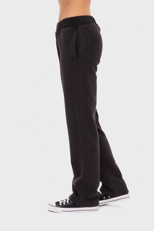 Mono B Elastic Waist Fleece Pants with Pockets-BOTTOMS SIZES SMALL MEDIUM LARGE-[Adult]-[Female]-2022 Online Blue Zone Planet