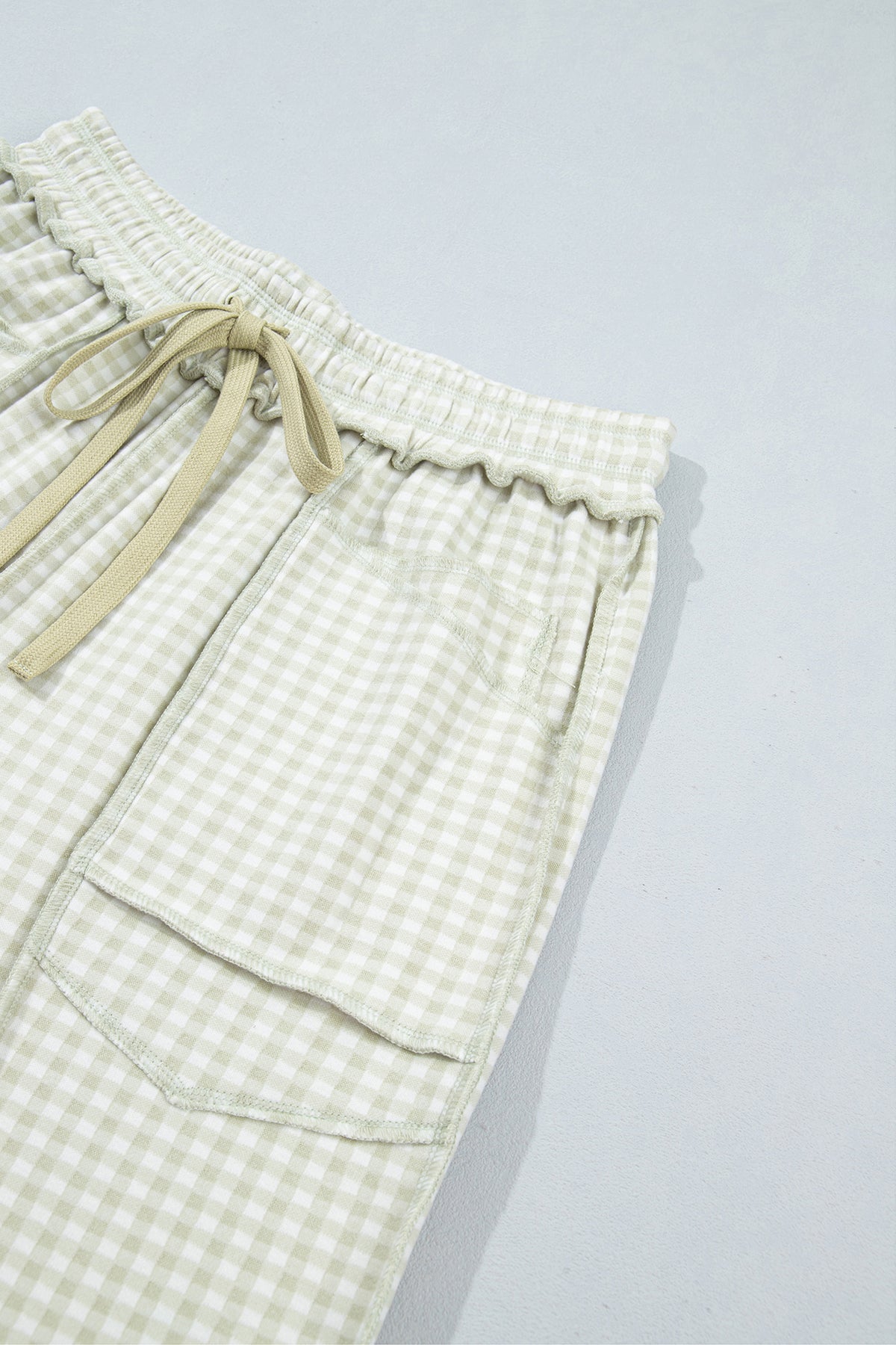 Red Plaid Contrast Trim Drawstring Elastic Waist Shift Pants-Bottoms/Pants & Culotte-[Adult]-[Female]-2022 Online Blue Zone Planet