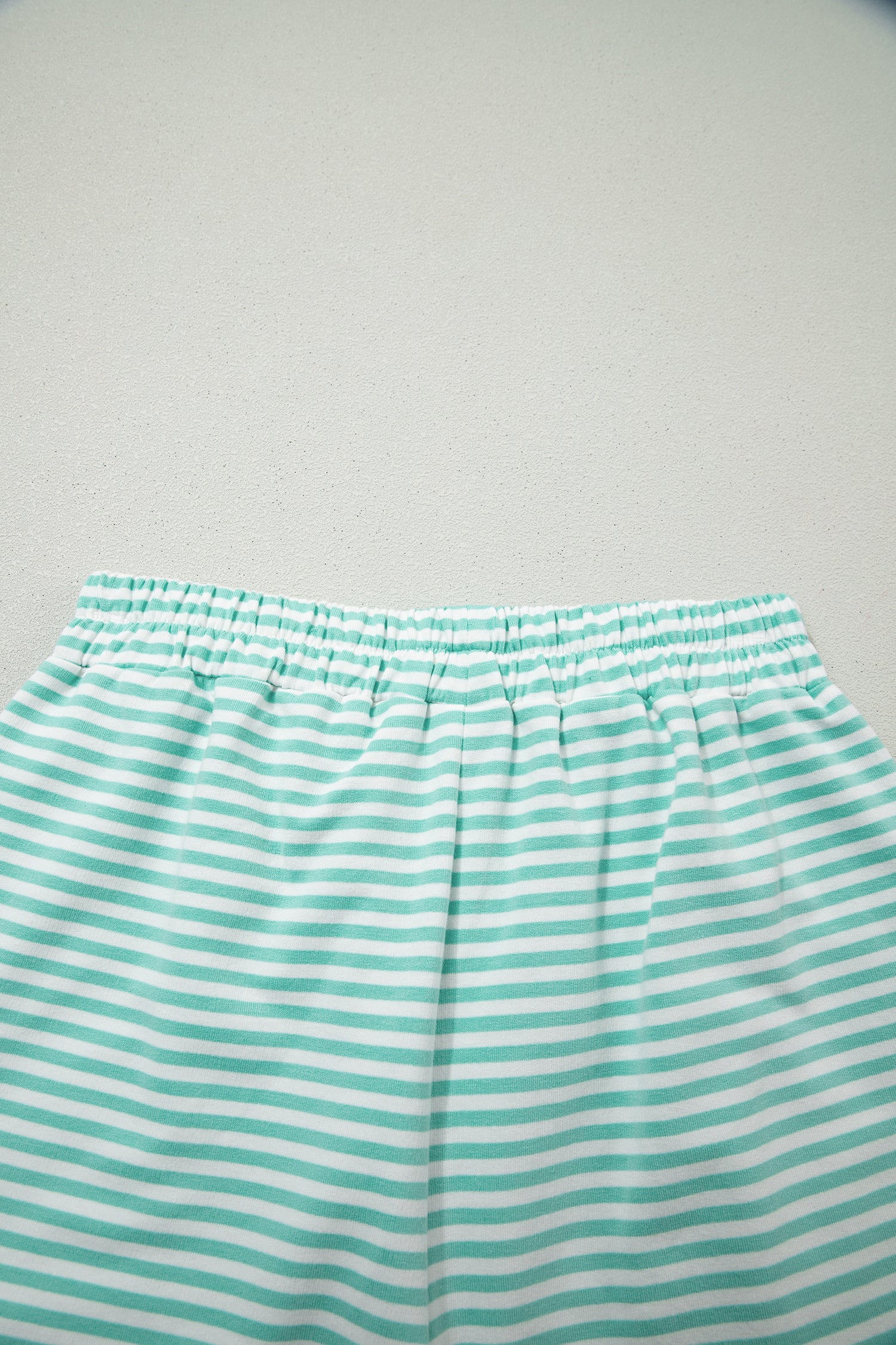 Sky Blue Stripe Oversize Mock Neck Sweatshirt and Shorts Set-Two Piece Sets/Short Sets-[Adult]-[Female]-2022 Online Blue Zone Planet
