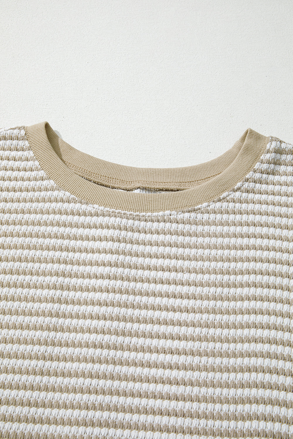 Brown Stripe Plus Size Breathable Knit Ribbed Trim Long Sleeve Top-Plus Size/Plus Size Tops/Plus Size Long Sleeve Tops-[Adult]-[Female]-2022 Online Blue Zone Planet