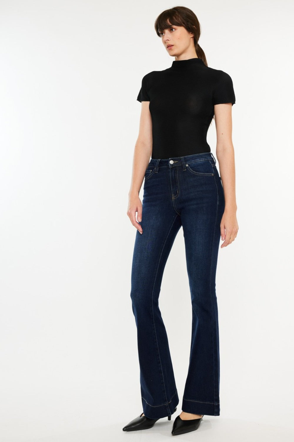 Kancan High Rise Slim Flare Jeans-BOTTOMS SIZES SMALL MEDIUM LARGE-[Adult]-[Female]-2022 Online Blue Zone Planet