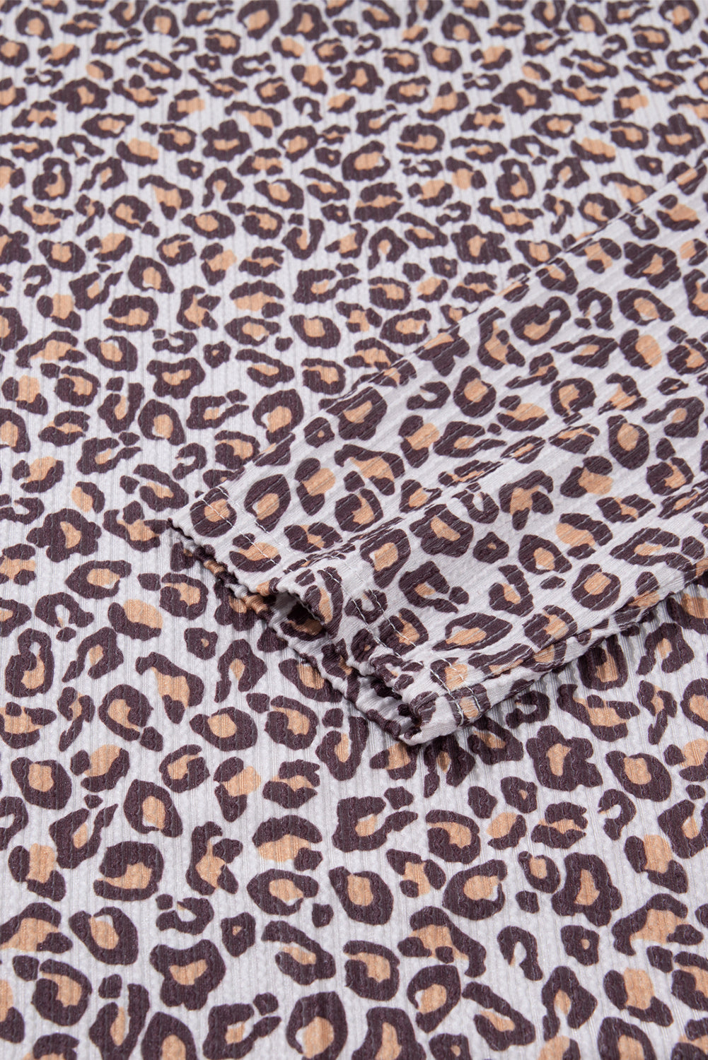 Khaki Leopard Ribbed Long Sleeve Top Drawstring Shorts 2pcs Outfit-Two Piece Sets/Short Sets-[Adult]-[Female]-2022 Online Blue Zone Planet