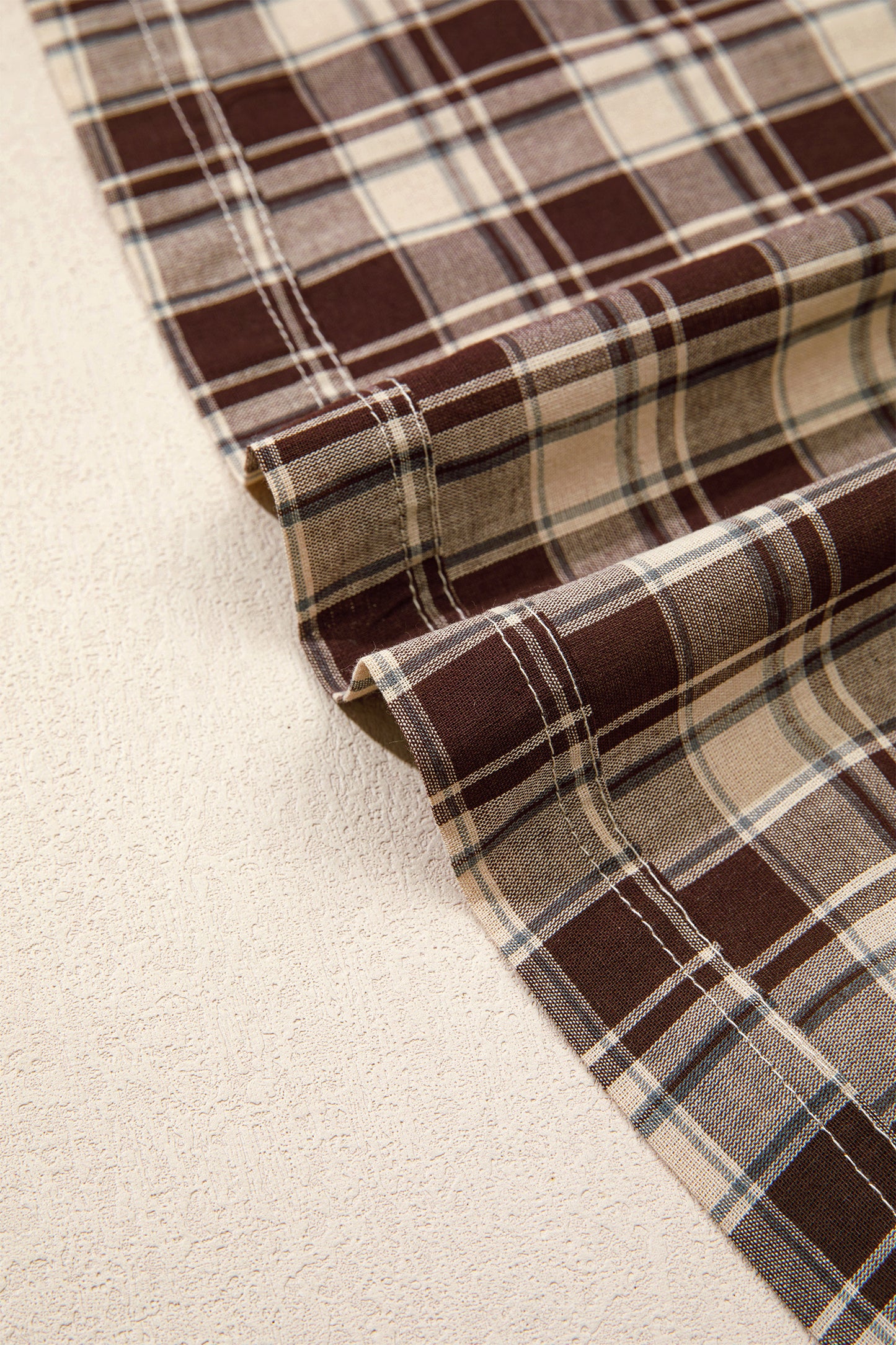 Brown Plaid Long Sleeve Short Shift Mini Dress-TOPS / DRESSES-[Adult]-[Female]-2022 Online Blue Zone Planet