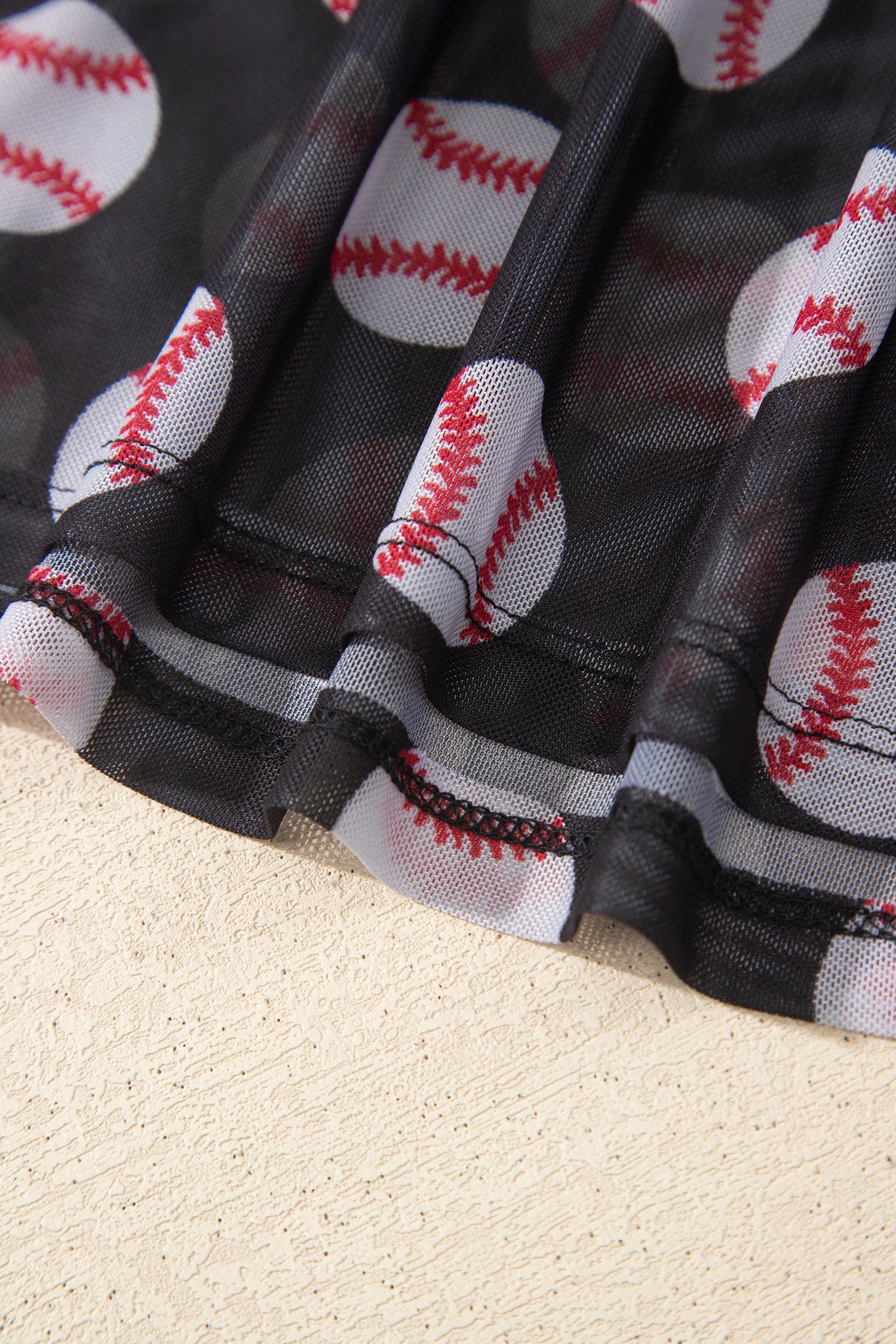 Black Baseball Game Day Sheer Mesh Long Sleeve Top-Tops/Long Sleeve Tops-[Adult]-[Female]-2022 Online Blue Zone Planet