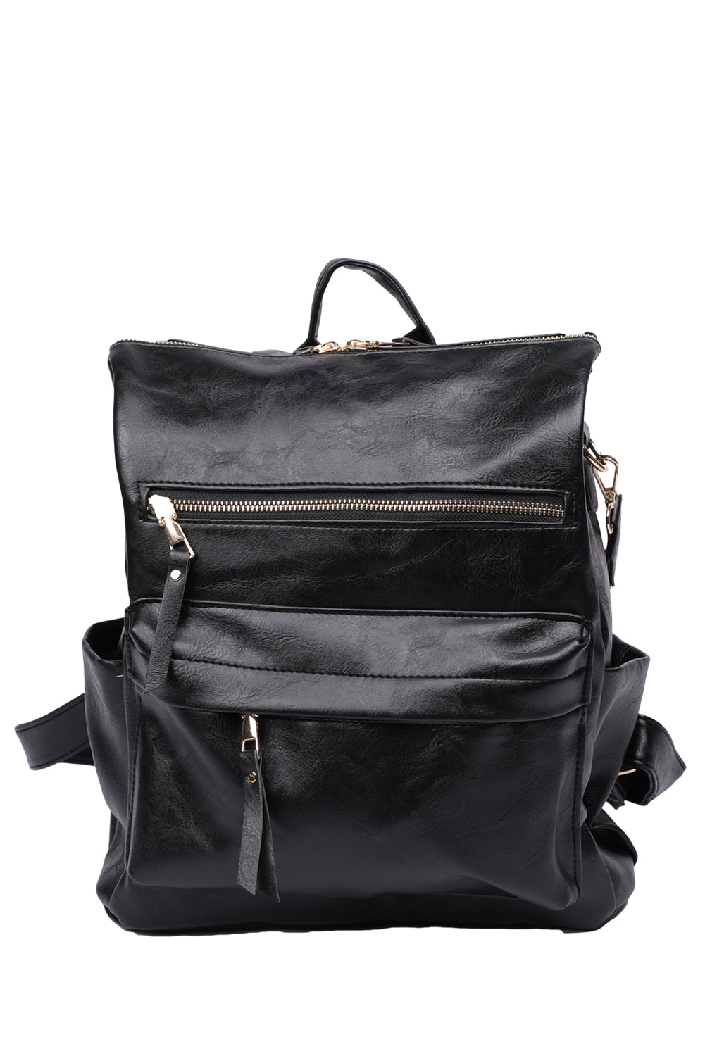 Chestnut Geometric Crochet Strap PU Leather Large Backpack-Backpacks-[Adult]-[Female]-2022 Online Blue Zone Planet