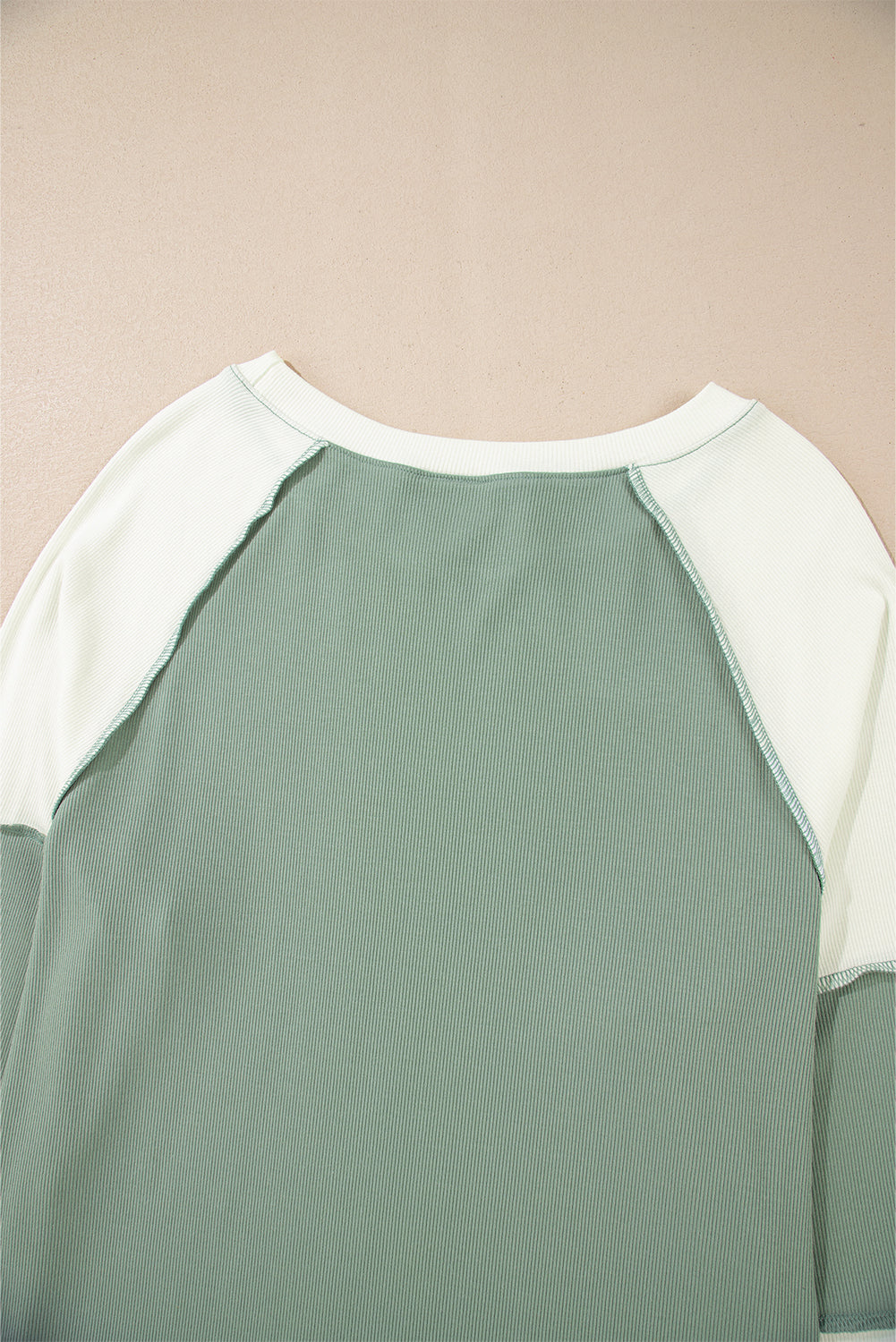 Color Block Round Neck Raglan Sleeve Top-TOPS / DRESSES-[Adult]-[Female]-2022 Online Blue Zone Planet