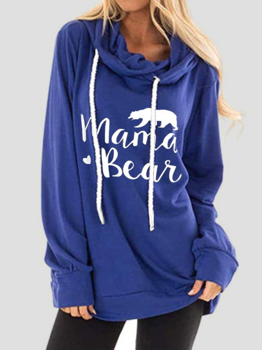 Drawstring Letter Graphic Long Sleeve Hoodie-[Adult]-[Female]-Royal Blue-S-2022 Online Blue Zone Planet