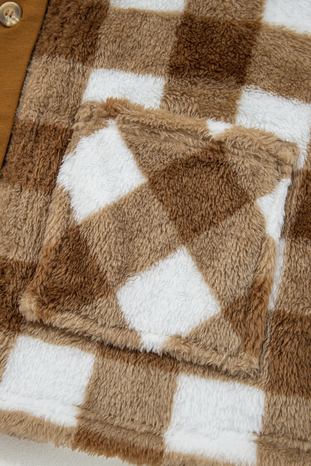 Brown Checkered Sherpa Loose Knit Cardigan With Pockets-Sweaters & Cardigans/Cardigans-[Adult]-[Female]-2022 Online Blue Zone Planet