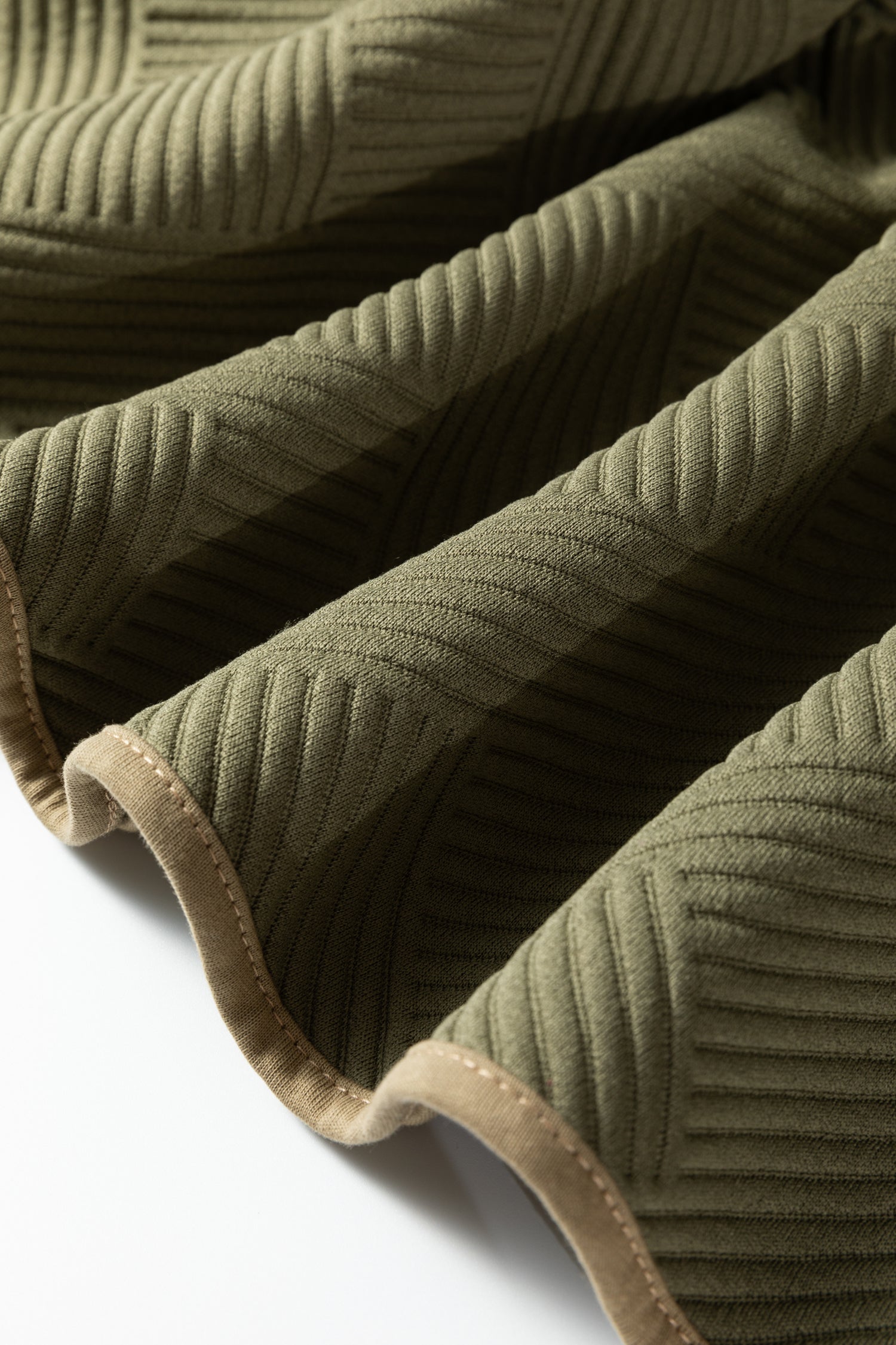 Jungle Green Plus Size Textured Contrast Trim Quarter Zip Bracelet Sleeve Mini Dress-Bracelet-[Adult]-[Female]-2022 Online Blue Zone Planet