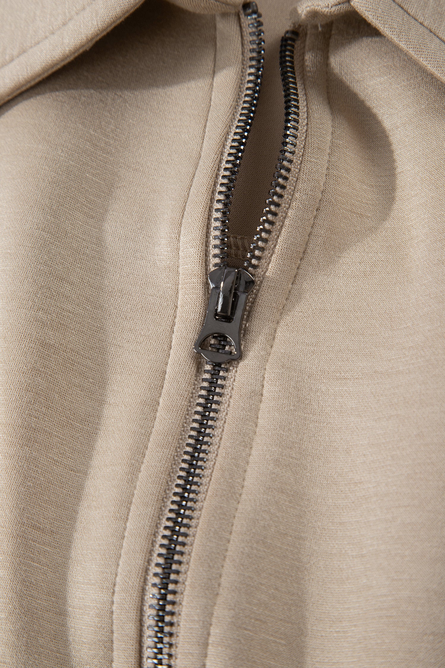 Dark Khaki Solid Color Zip Front Short Sleeve Collared Jumpsuit-Bottoms/Jumpsuits & Rompers-[Adult]-[Female]-2022 Online Blue Zone Planet