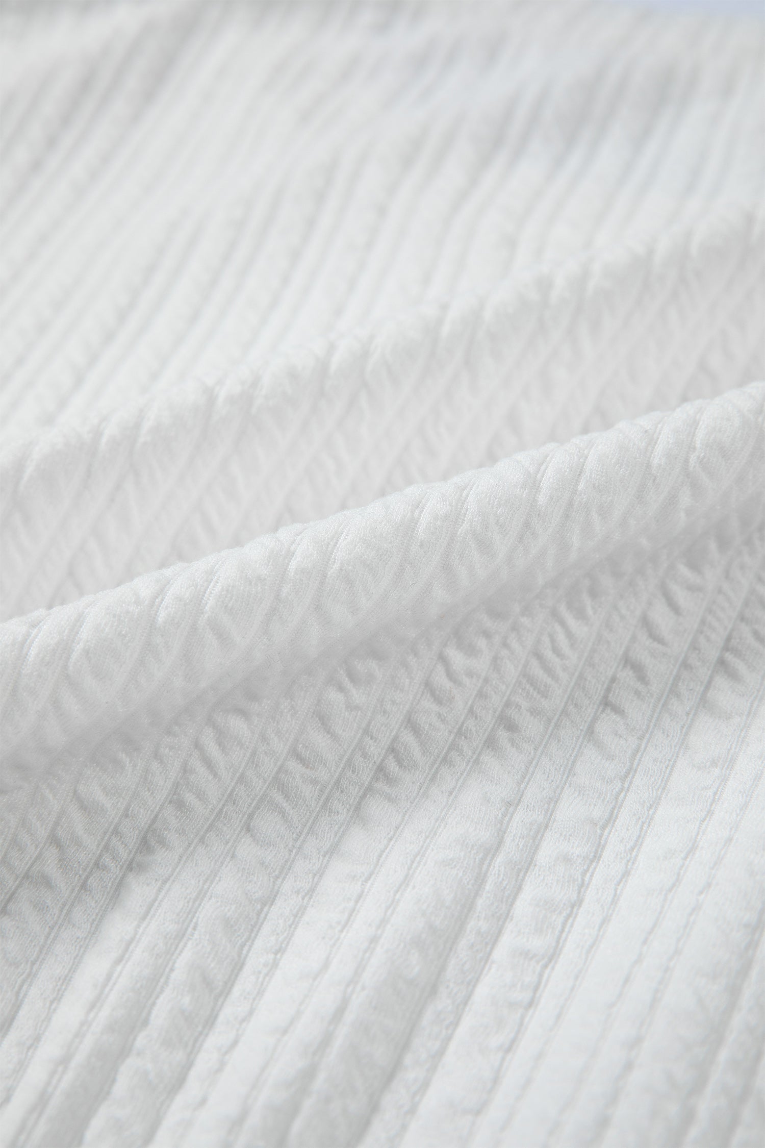 White Solid Color Textured Drop Shoulder Long Sleeve Peplum Top-Tops/Long Sleeve Tops-[Adult]-[Female]-2022 Online Blue Zone Planet